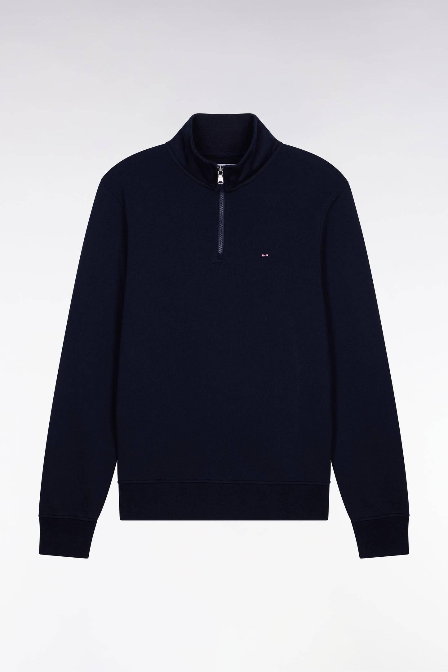 Sweatshirt col camionneur en molleton coton marine