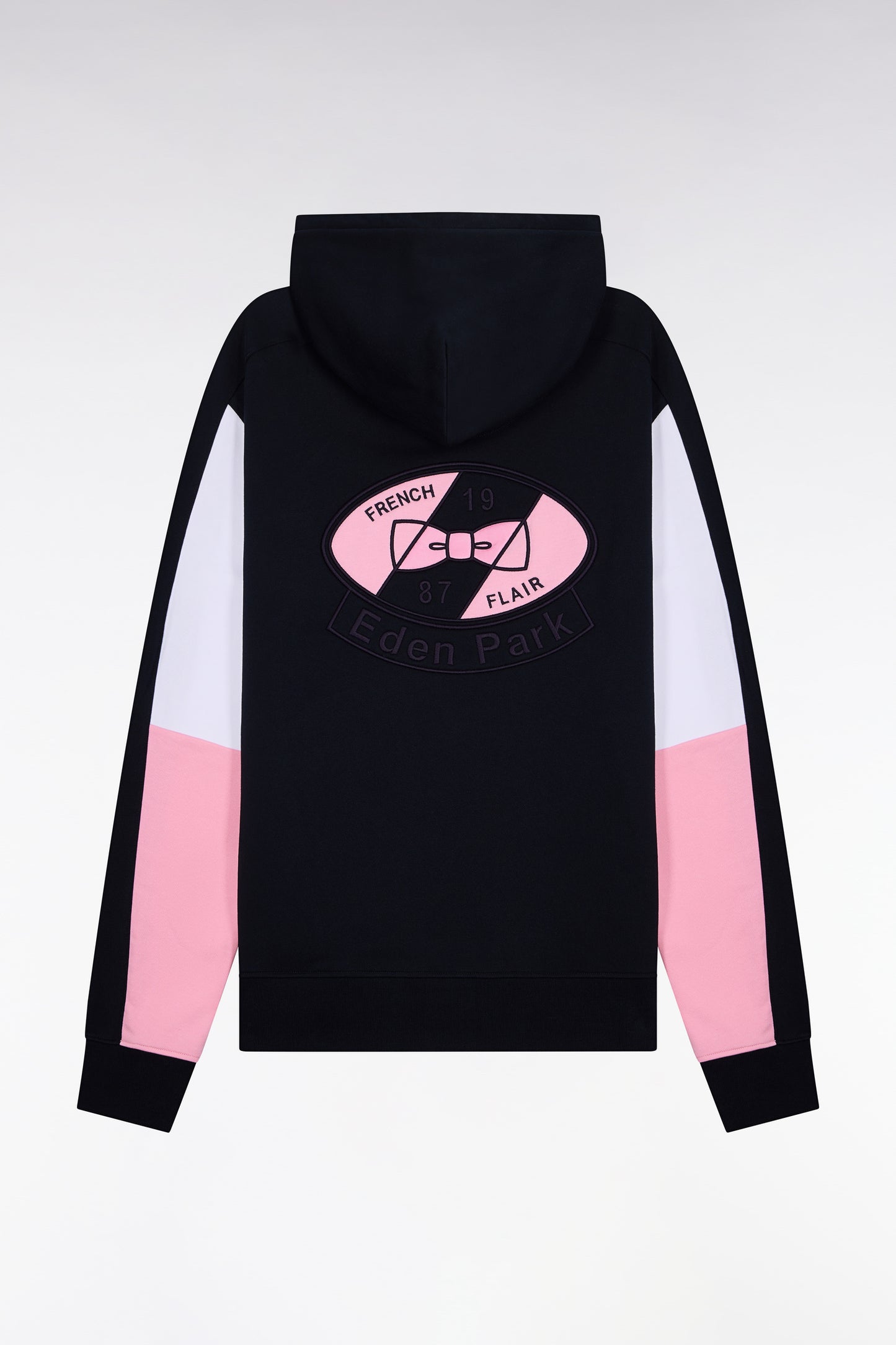 Navy cotton hooded sweatshirt with back embroidery