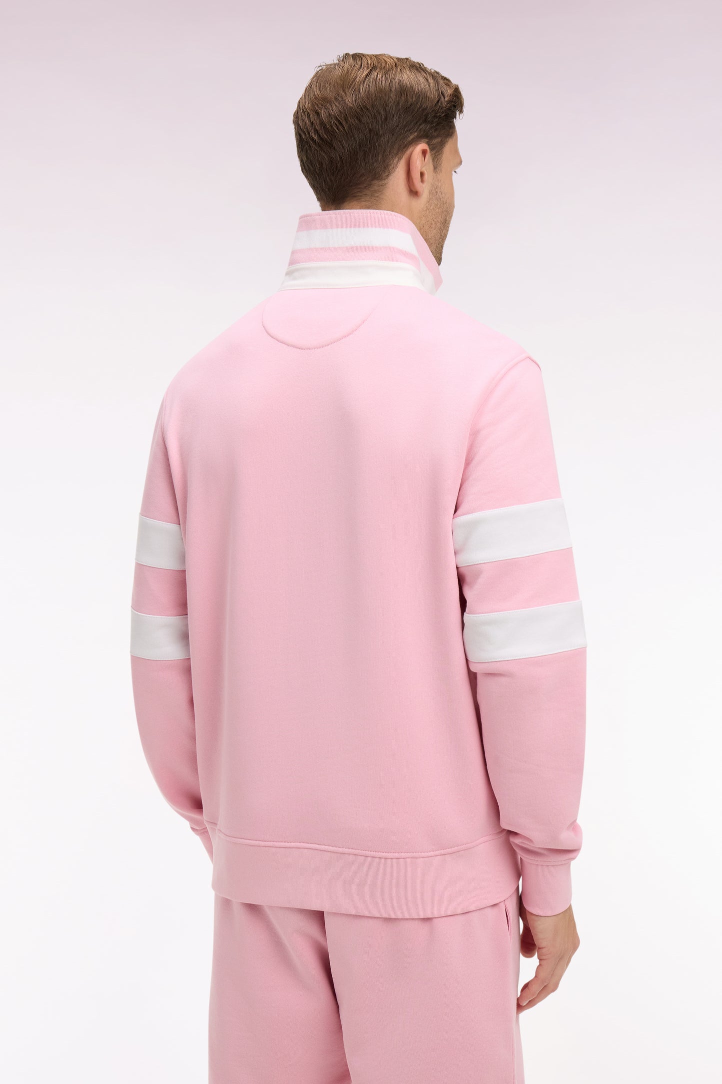 Sweatshirt col maillot en molleton rose coupe regular