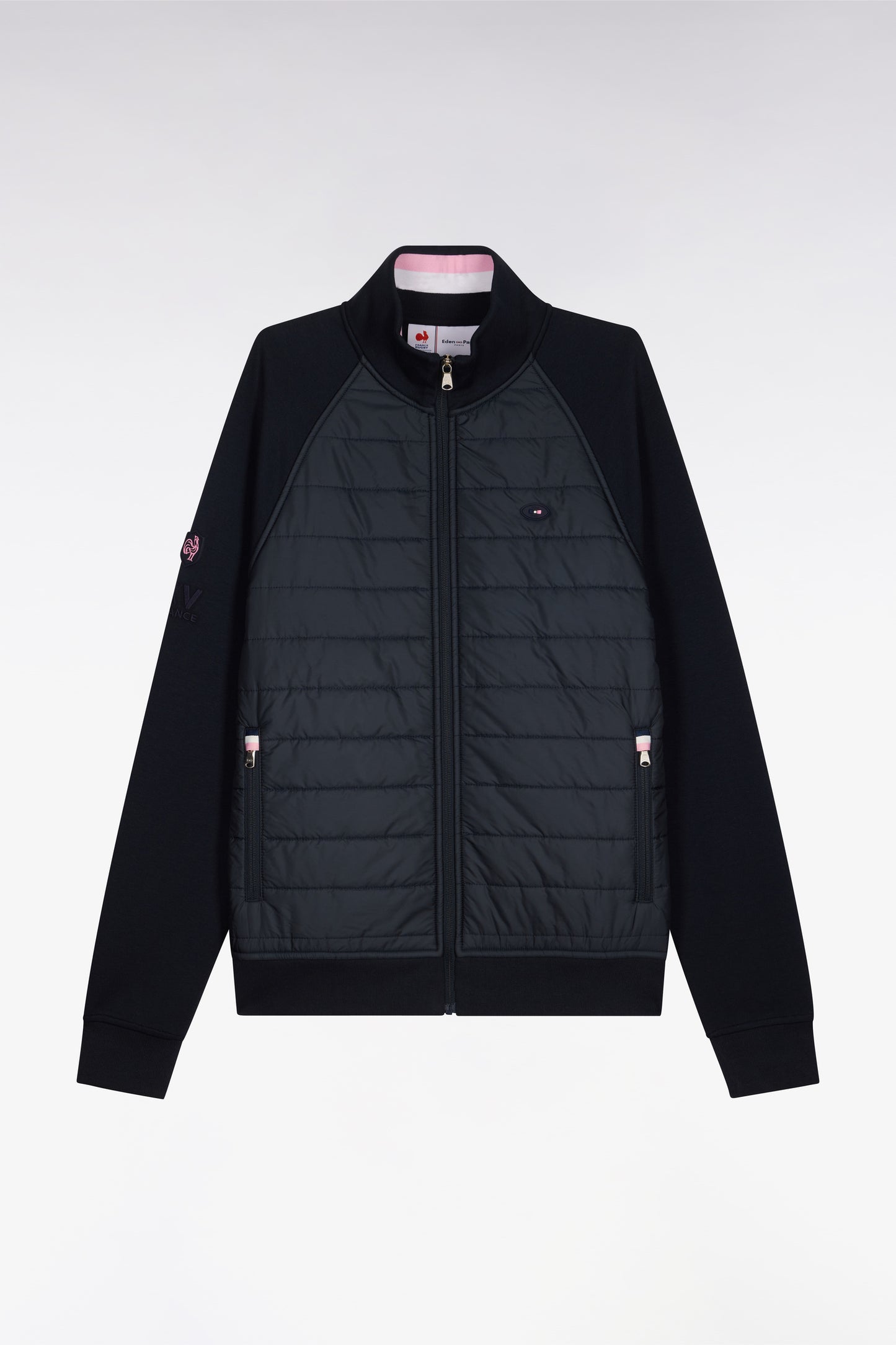 Sweatshirt zippé XV de France en molleton marine à parmenture matelassée coupe regular