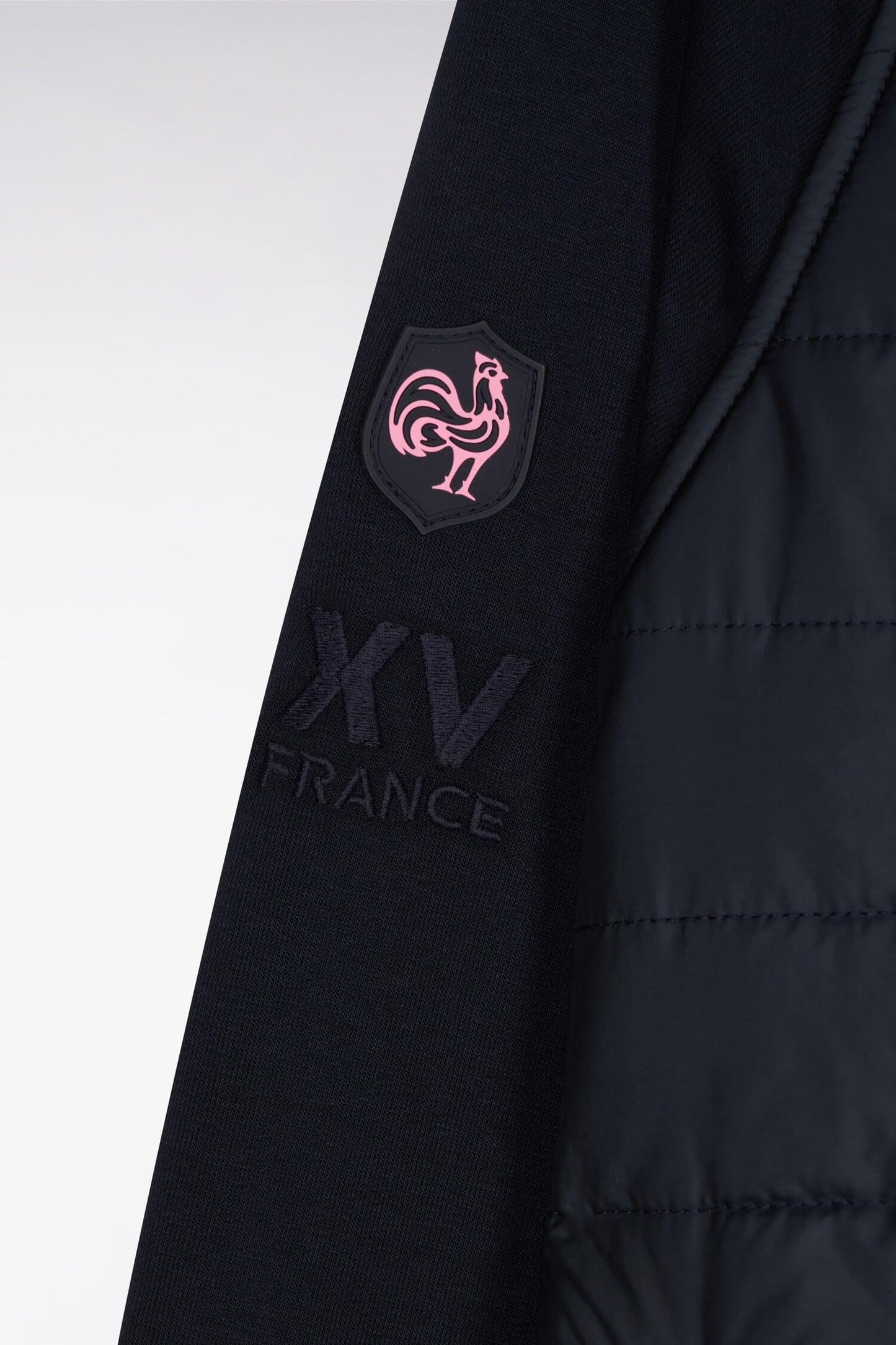 Sweatshirt zippé XV de France en molleton marine à parmenture matelassée coupe regular