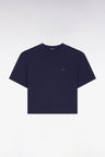 T-shirt à manches courtes en lyocell et coton marine coupe oversized