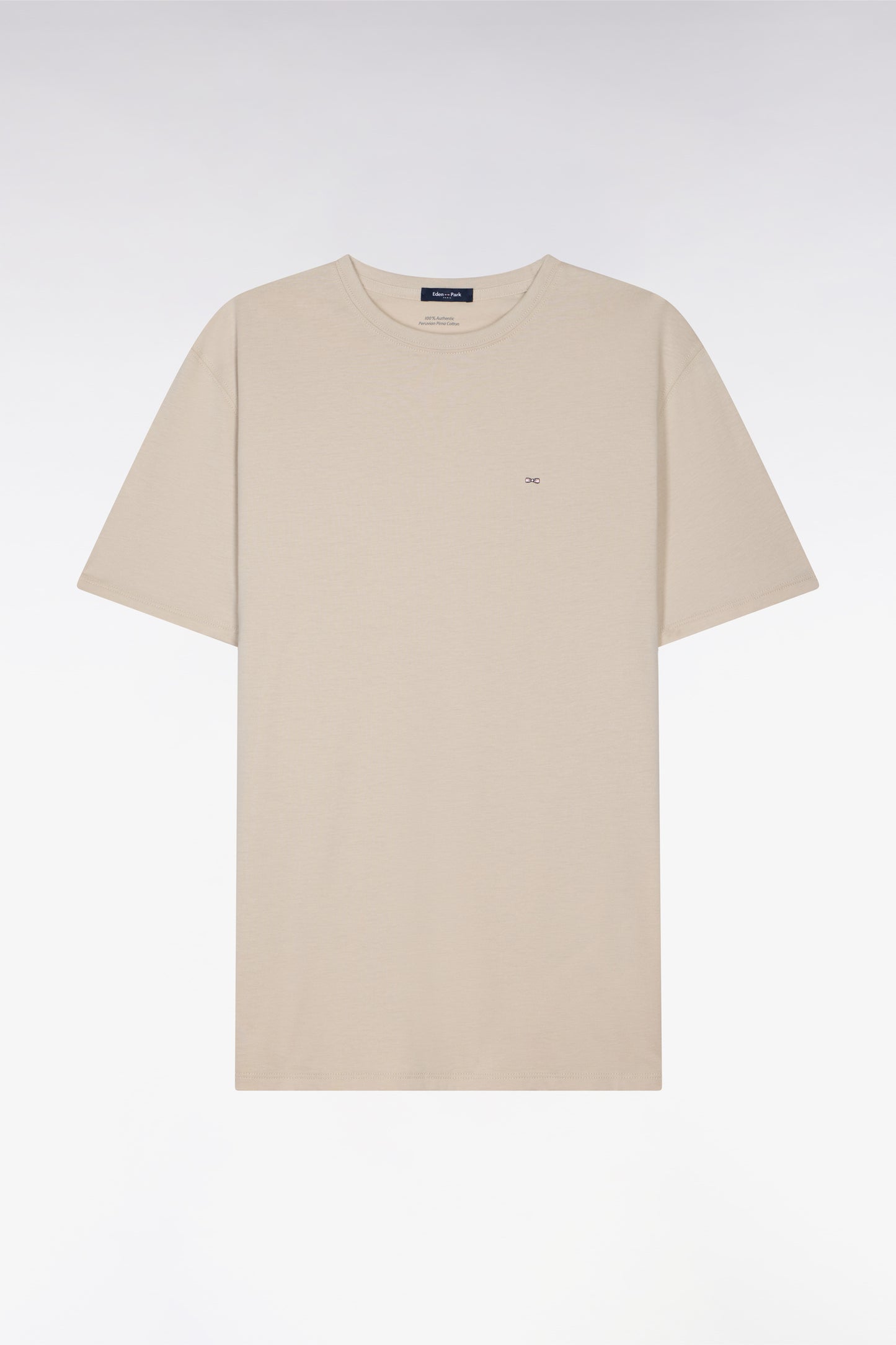 T-shirt à manches courtes en coton Pima beige coupe regular