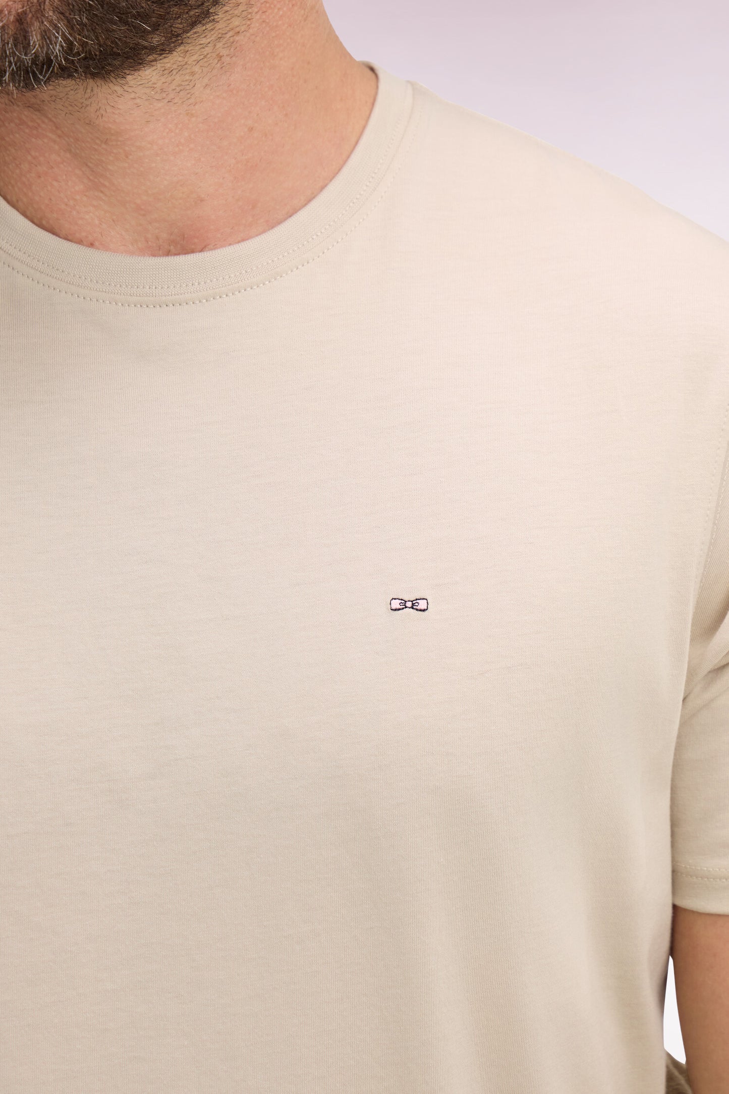 T-shirt à manches courtes en coton Pima beige coupe regular