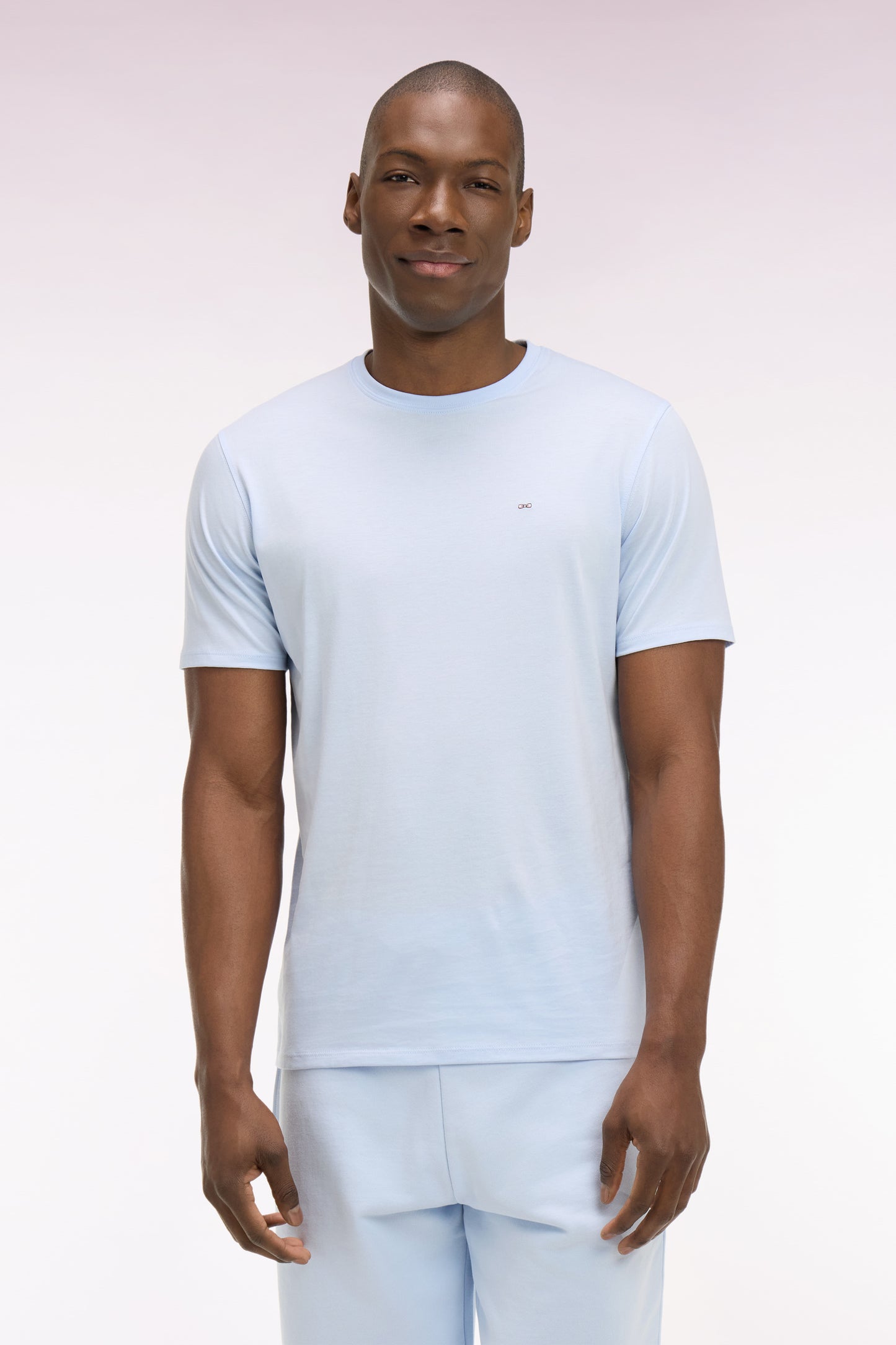 T-shirt à manches courtes en coton Pima ciel coupe regular