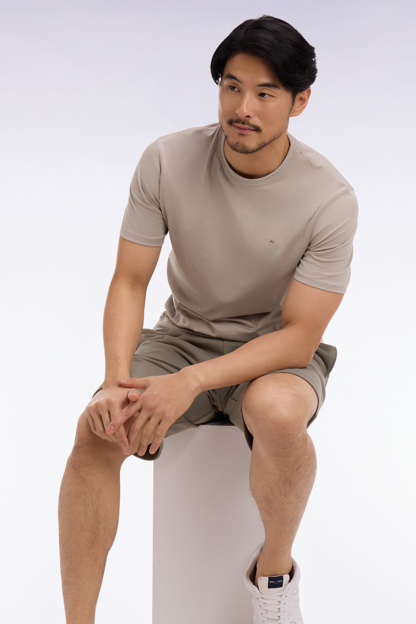 T-shirt à manches courtes en coton Pima gris clair coupe regular