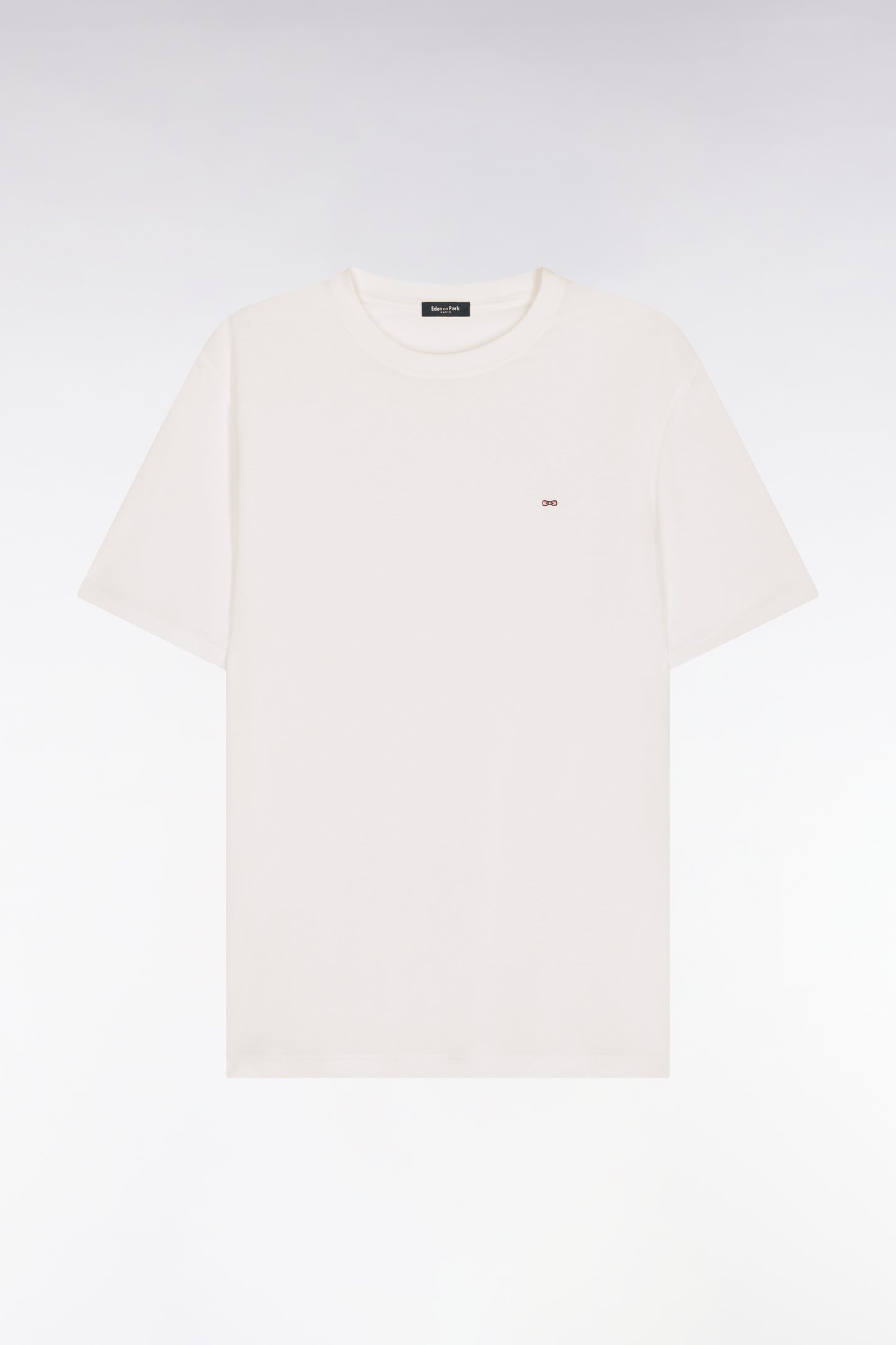 Short-sleeved white lyocell and cotton T-shirt, regular fit