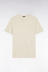 T-shirt à manches courtes en lyocell et coton beige coupe regular