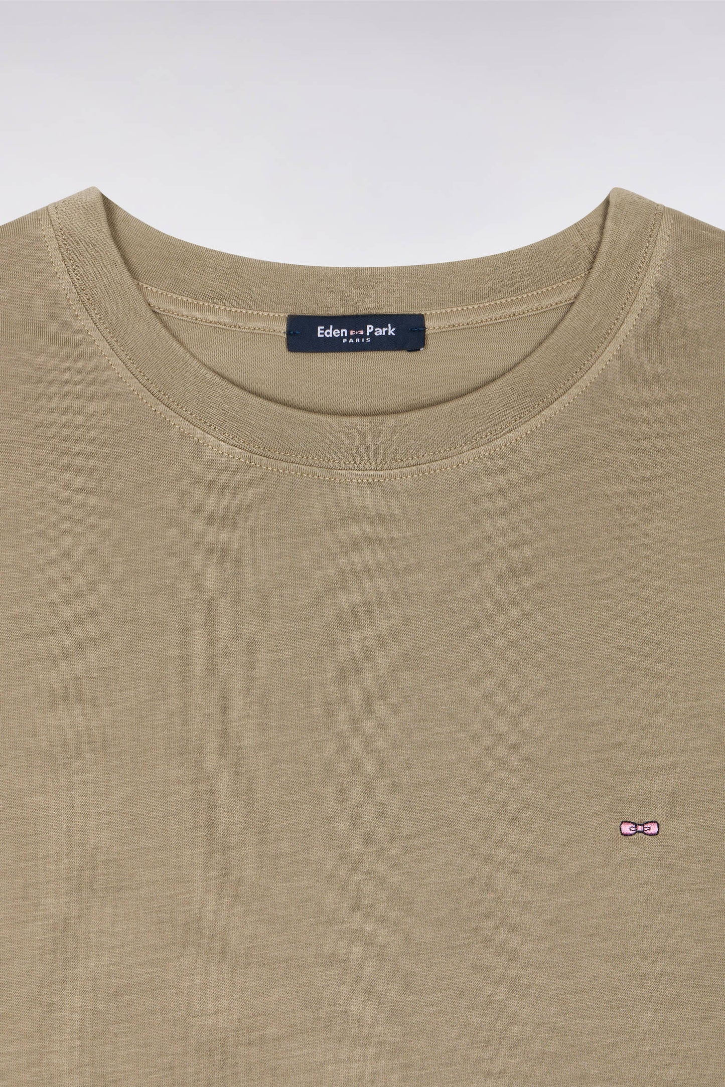 Regular fit brown lyocell and cotton short-sleeved T-shirt