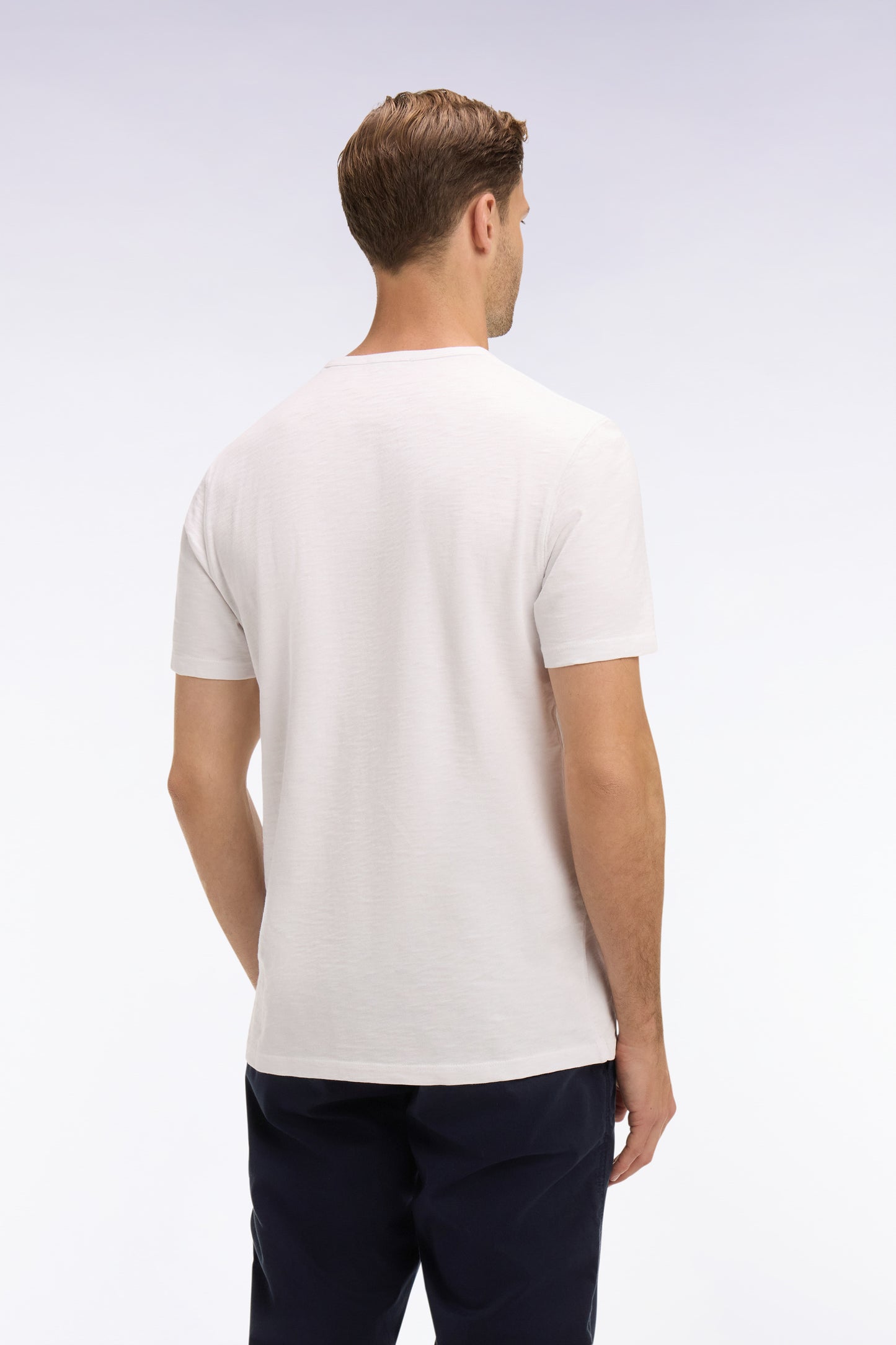 T-shirt à manches courtes en jersey de coton slub blanc coupe regular