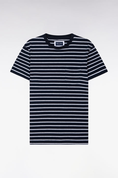 T-shirt à manches courtes en coton stretch rayé gris clair coupe slim - Image 2