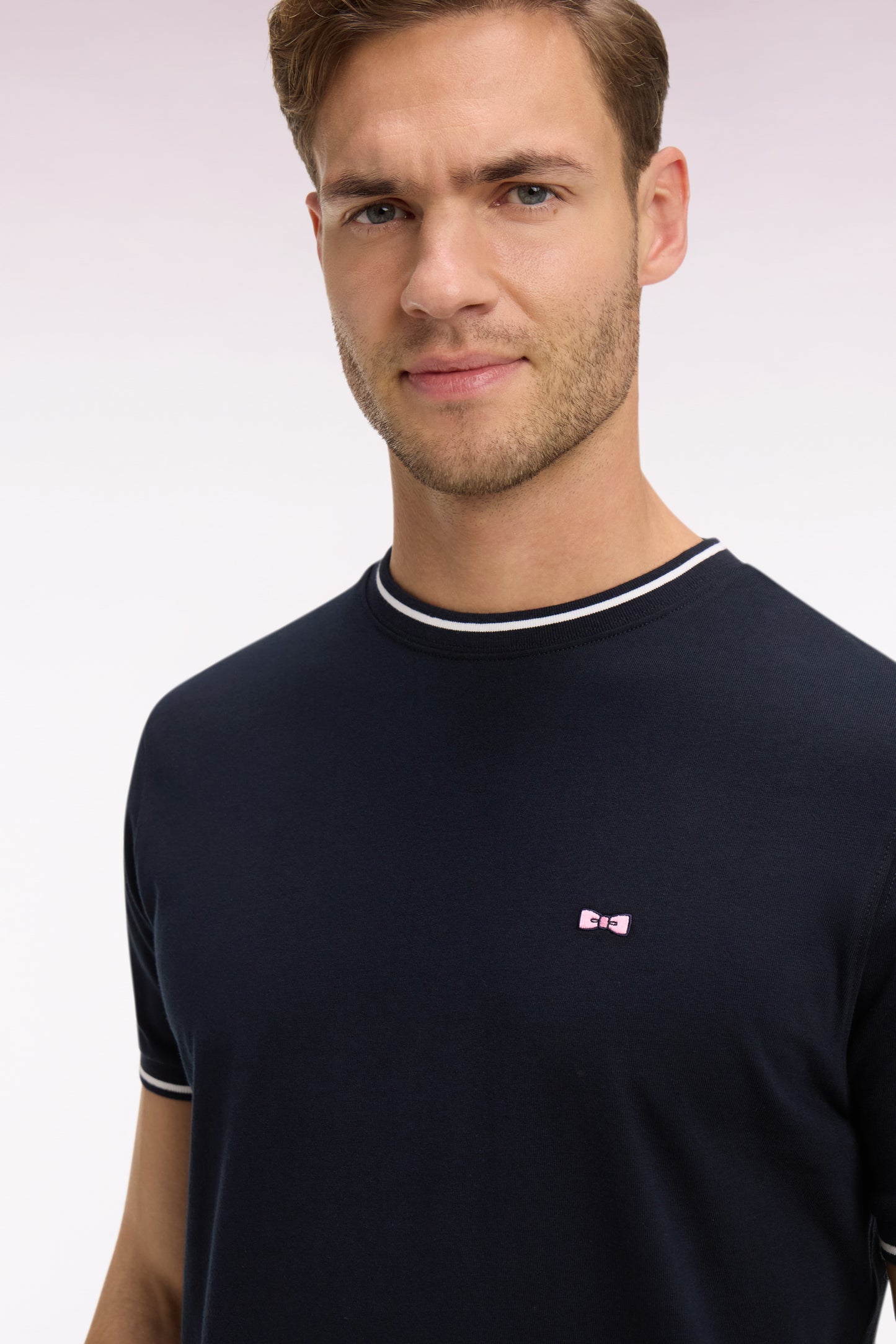 Navy cotton short-sleeved T-shirt