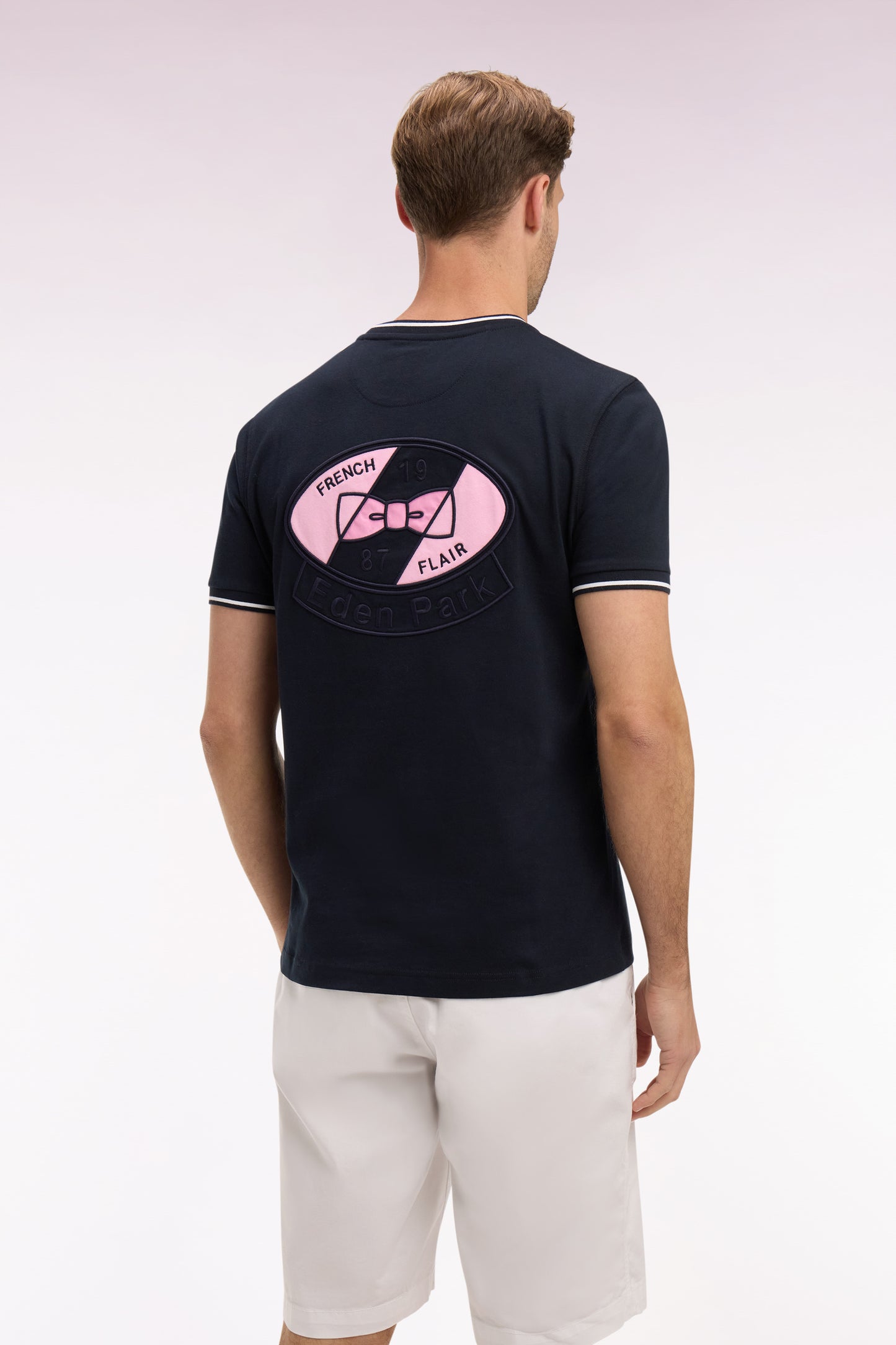 Navy cotton short-sleeved T-shirt