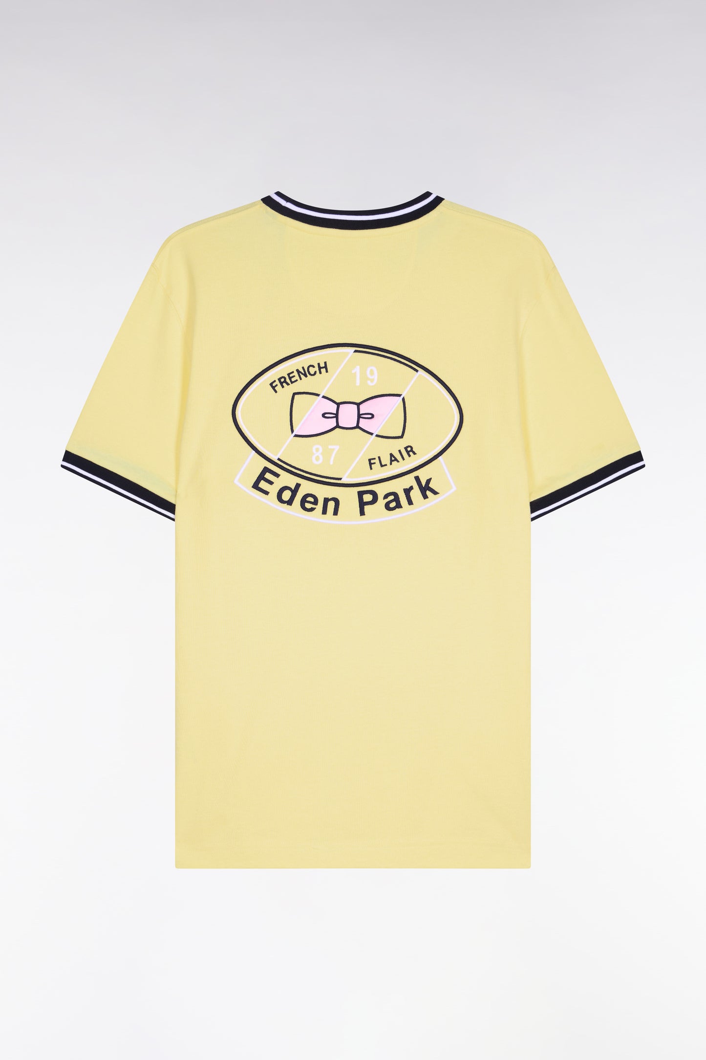 T-shirt à manches courtes en coton jaune brodé coupe regular