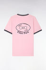 T-shirt à manches courtes en coton rose brodé coupe regular