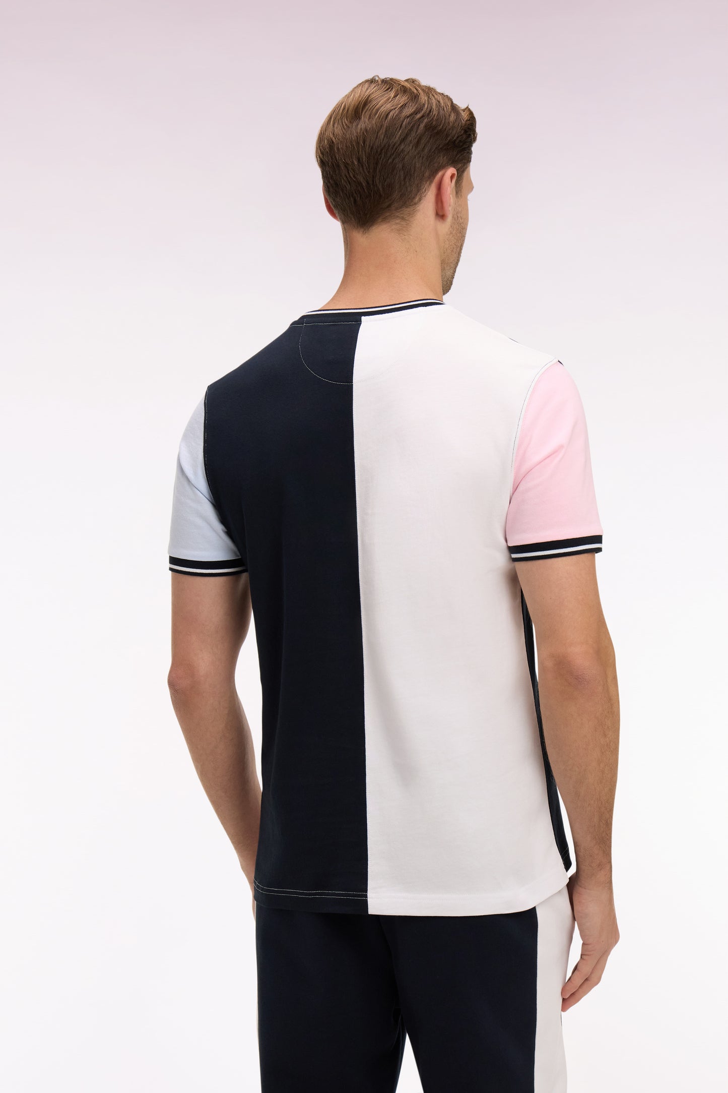 T-shirt à manches courtes en coton colorblock coupe regular