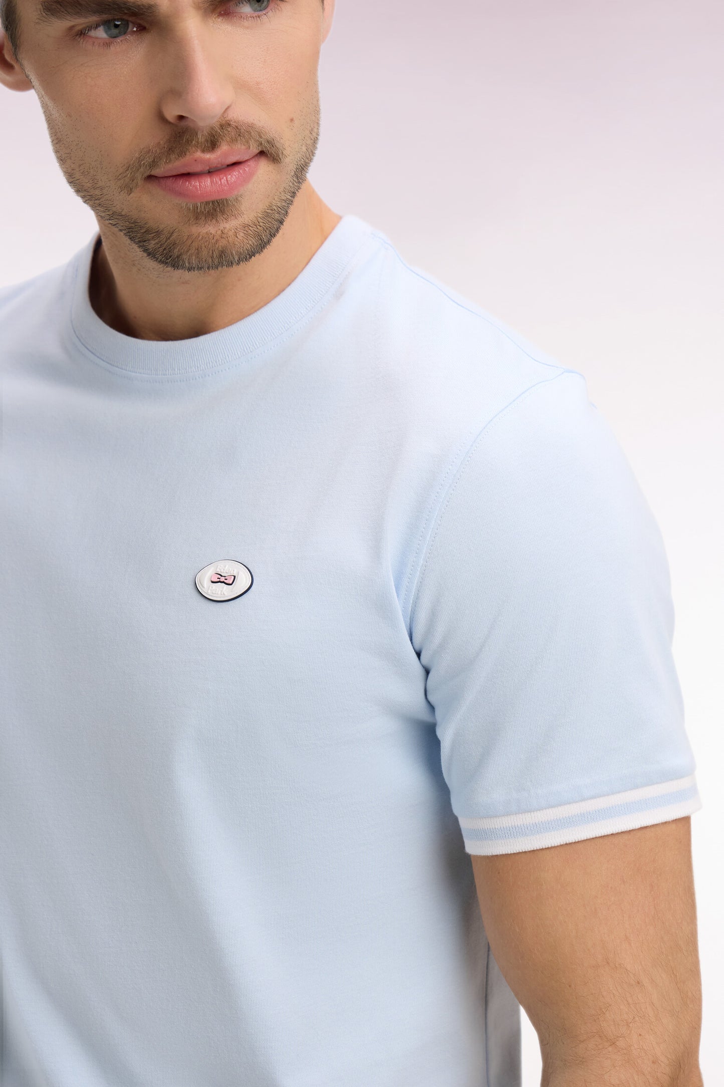 T-shirt à manches courtes en coton ciel coupe regular