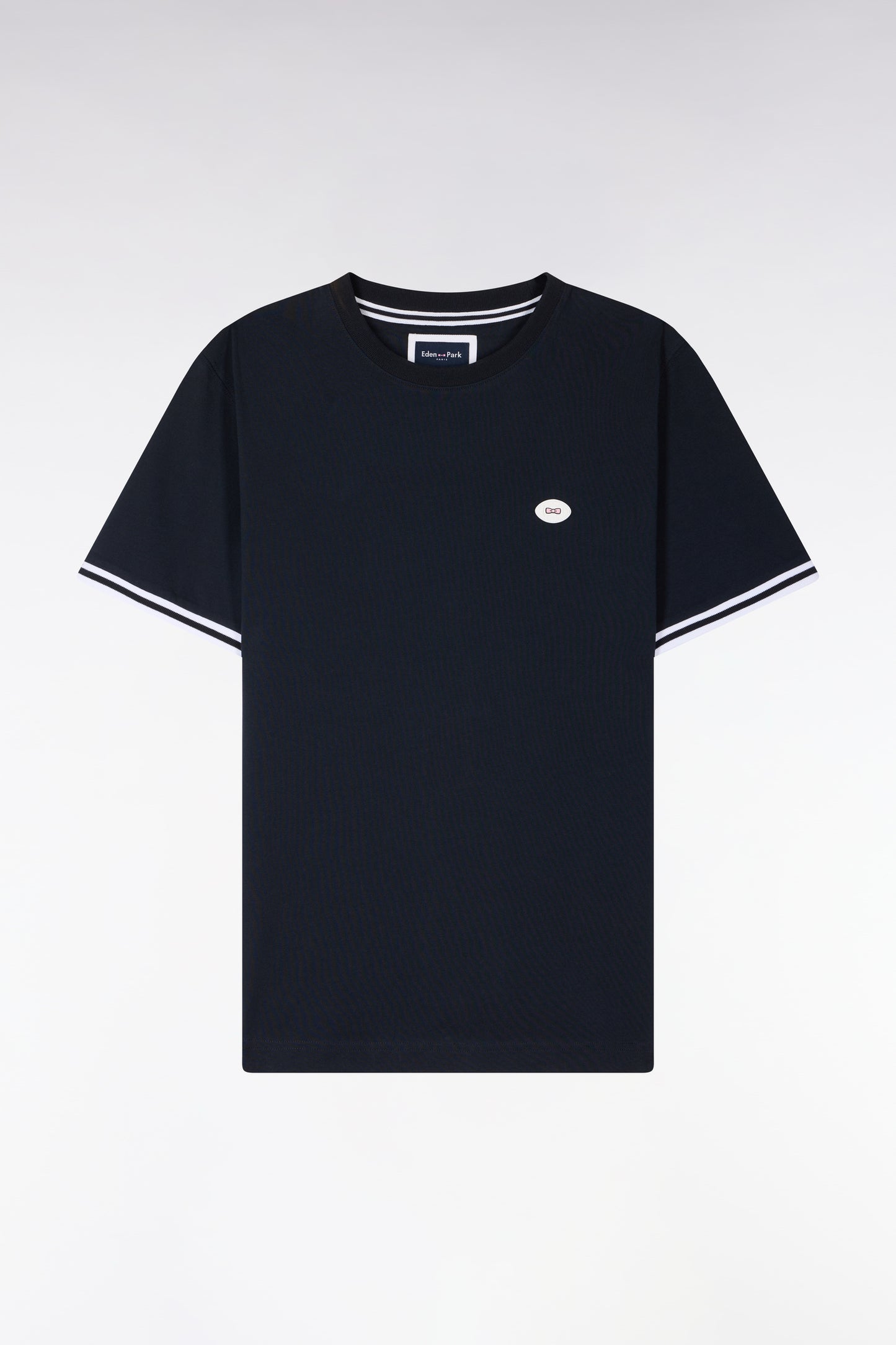 Short-sleeved regular-fit navy cotton T-shirt