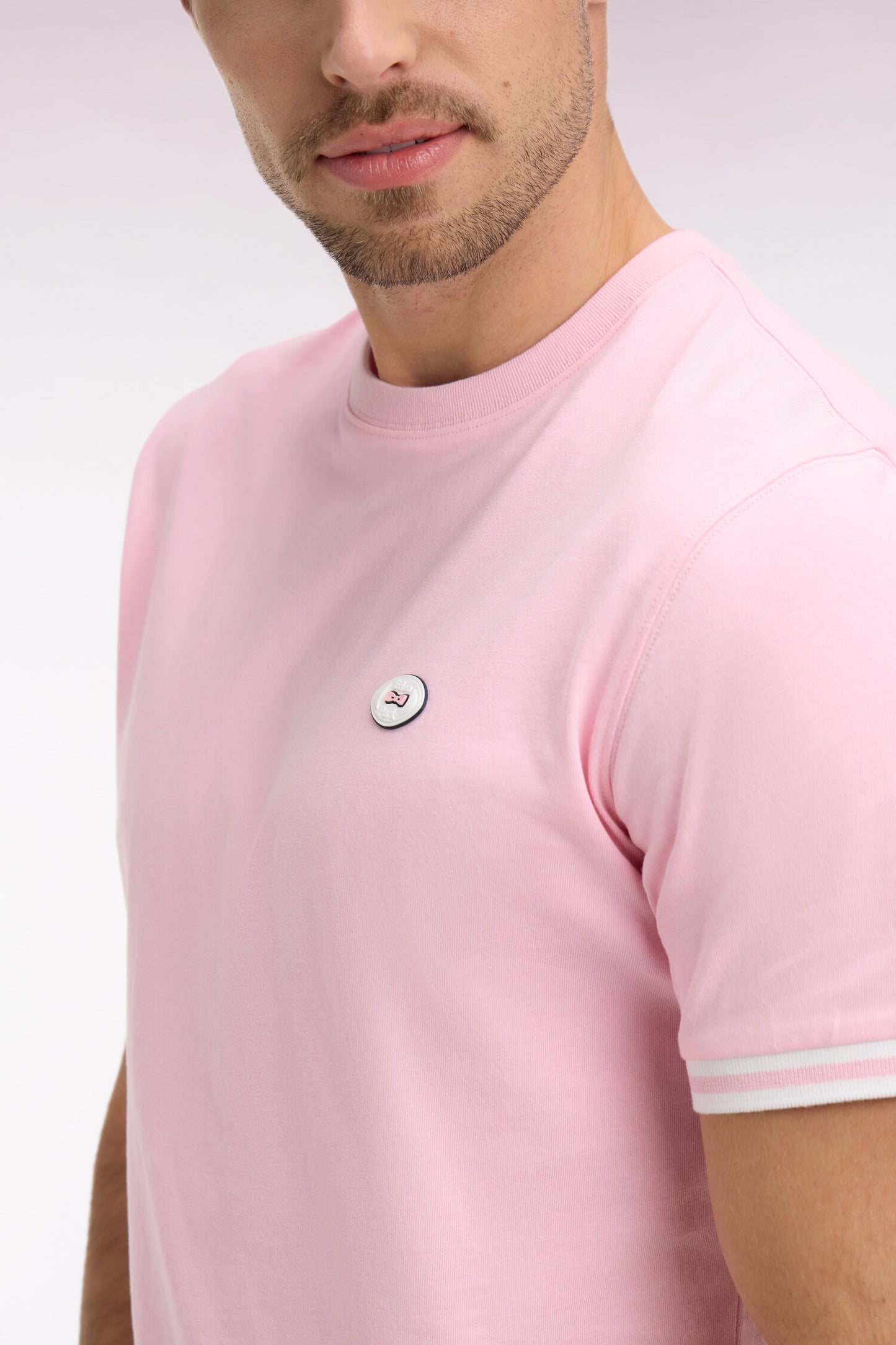 T-shirt à manches courtes en coton rose coupe regular