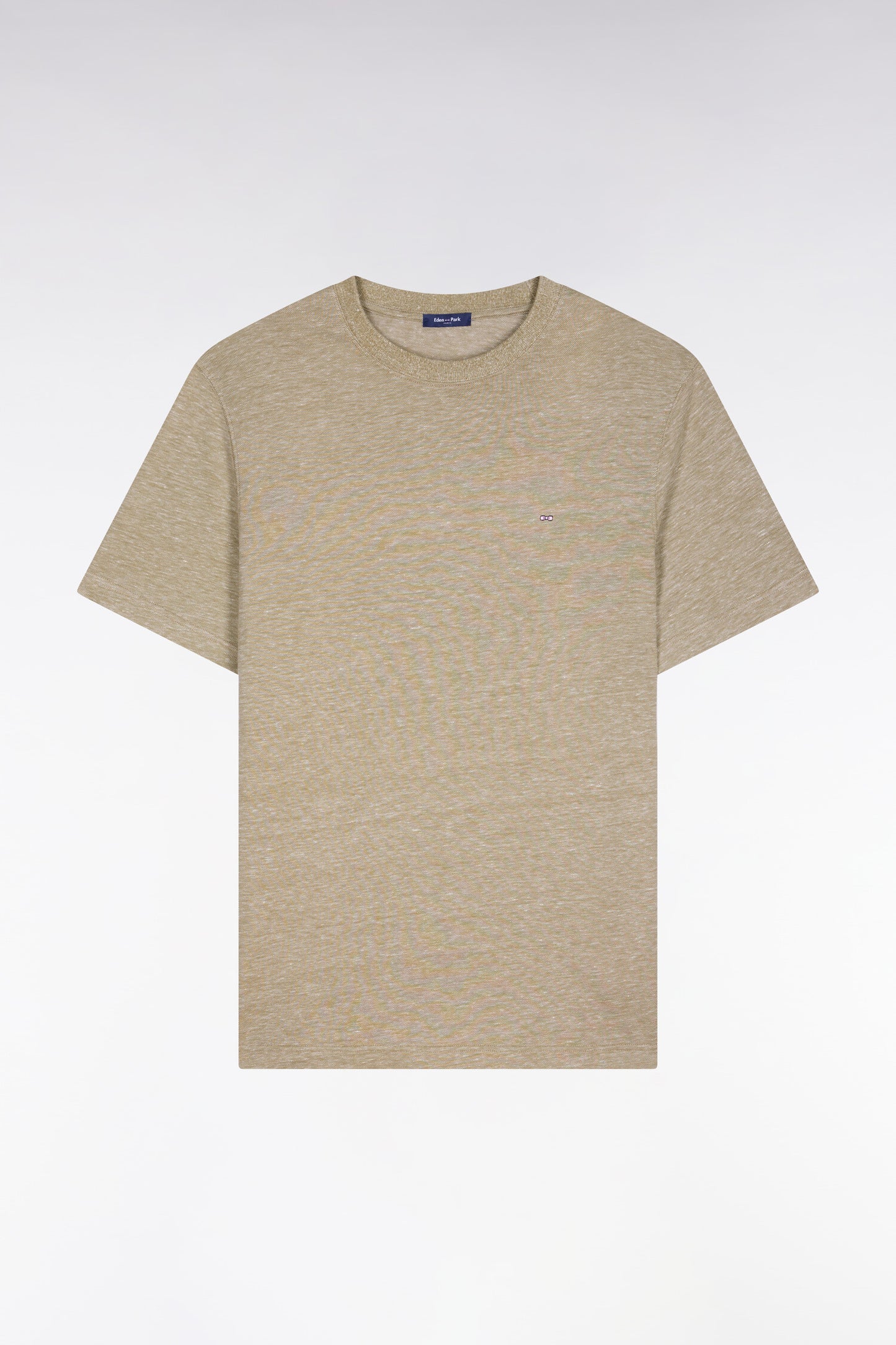 T-shirt à manches courtes en coton et lin grège coupe regular