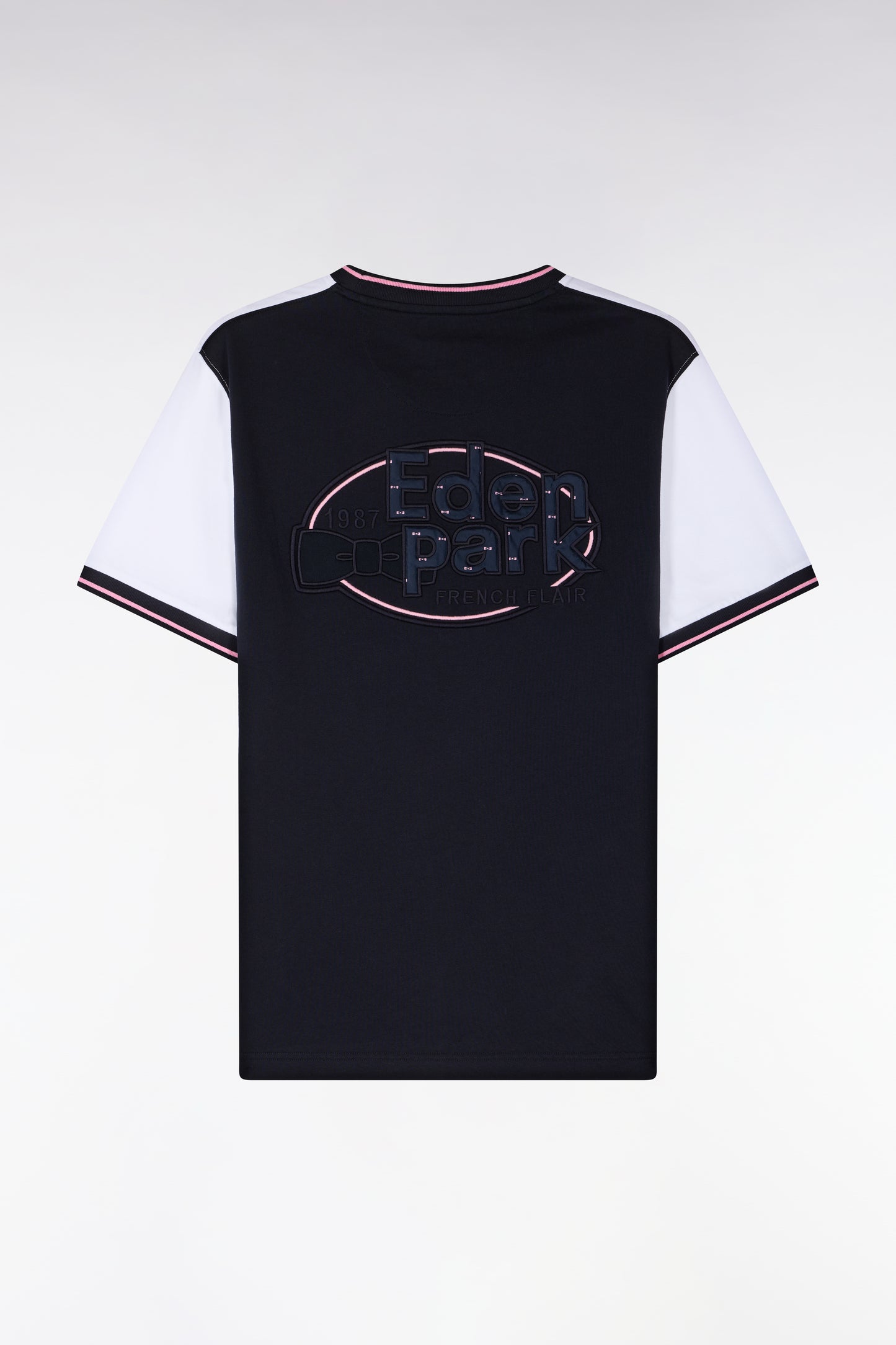 T-shirt à manches courtes en bicolore blanc et marine coupe regular