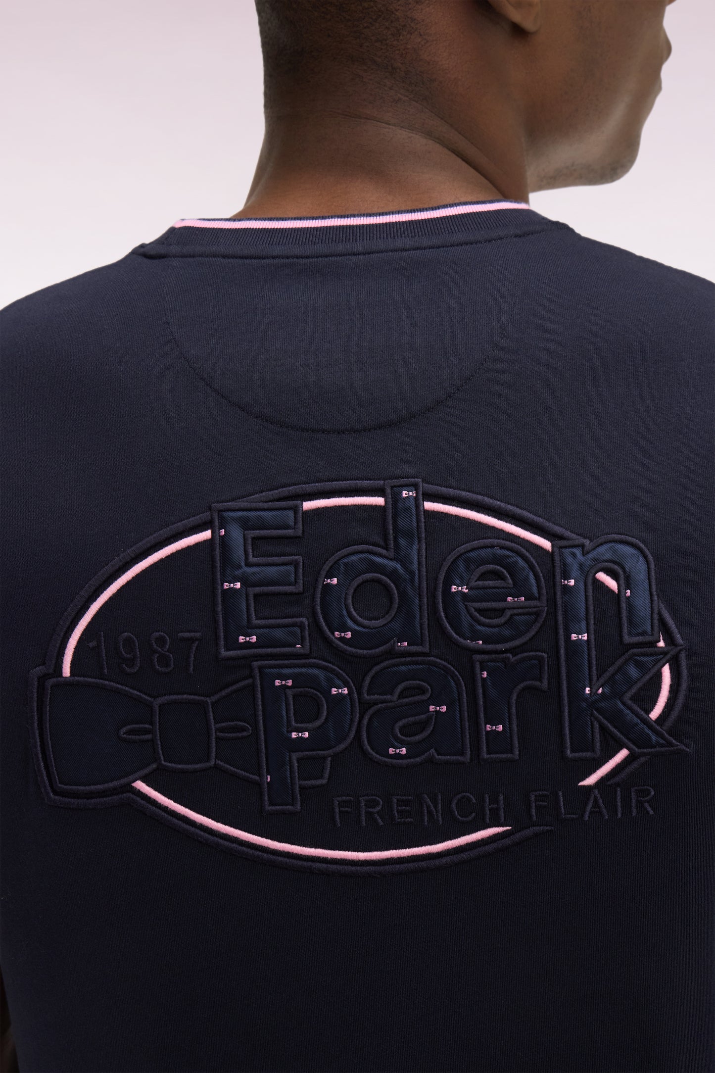 T-shirt à manches courtes en bicolore blanc et marine coupe regular