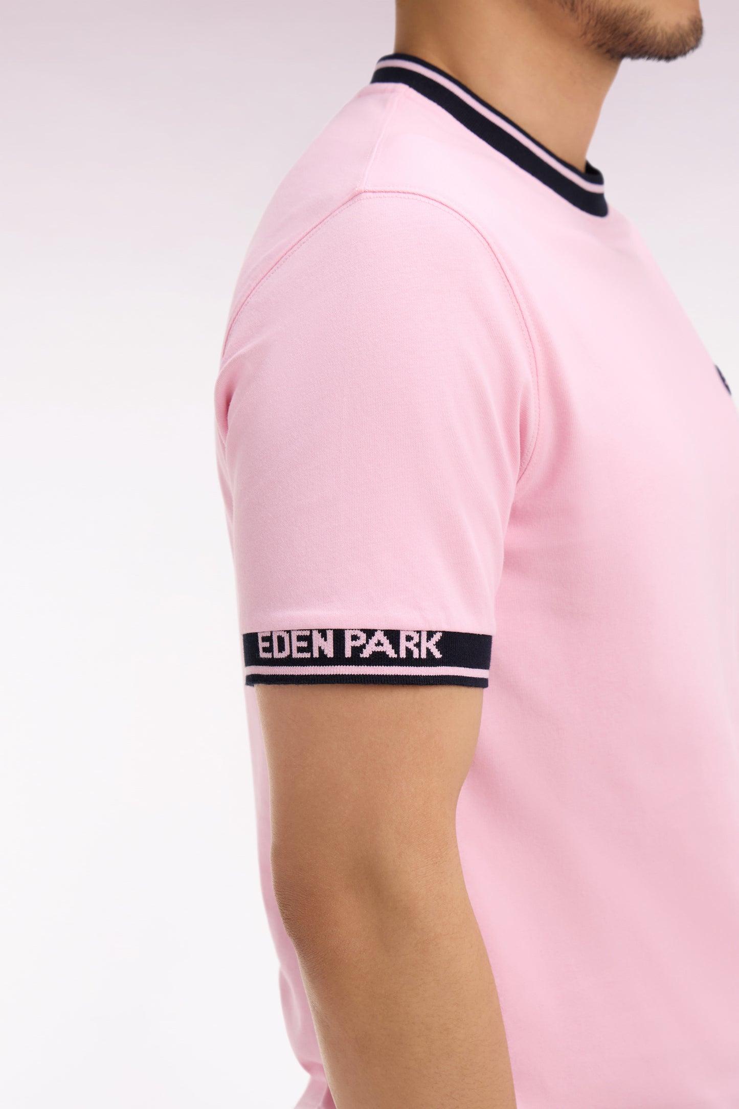 T-shirt à manches courtes en coton rose jacquard Eden Park coupe regular