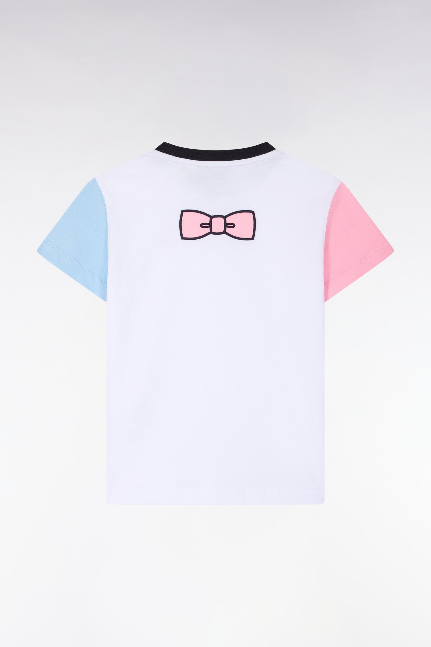 T-shirt à manches courtes en coton bicolore blanc coupe droite