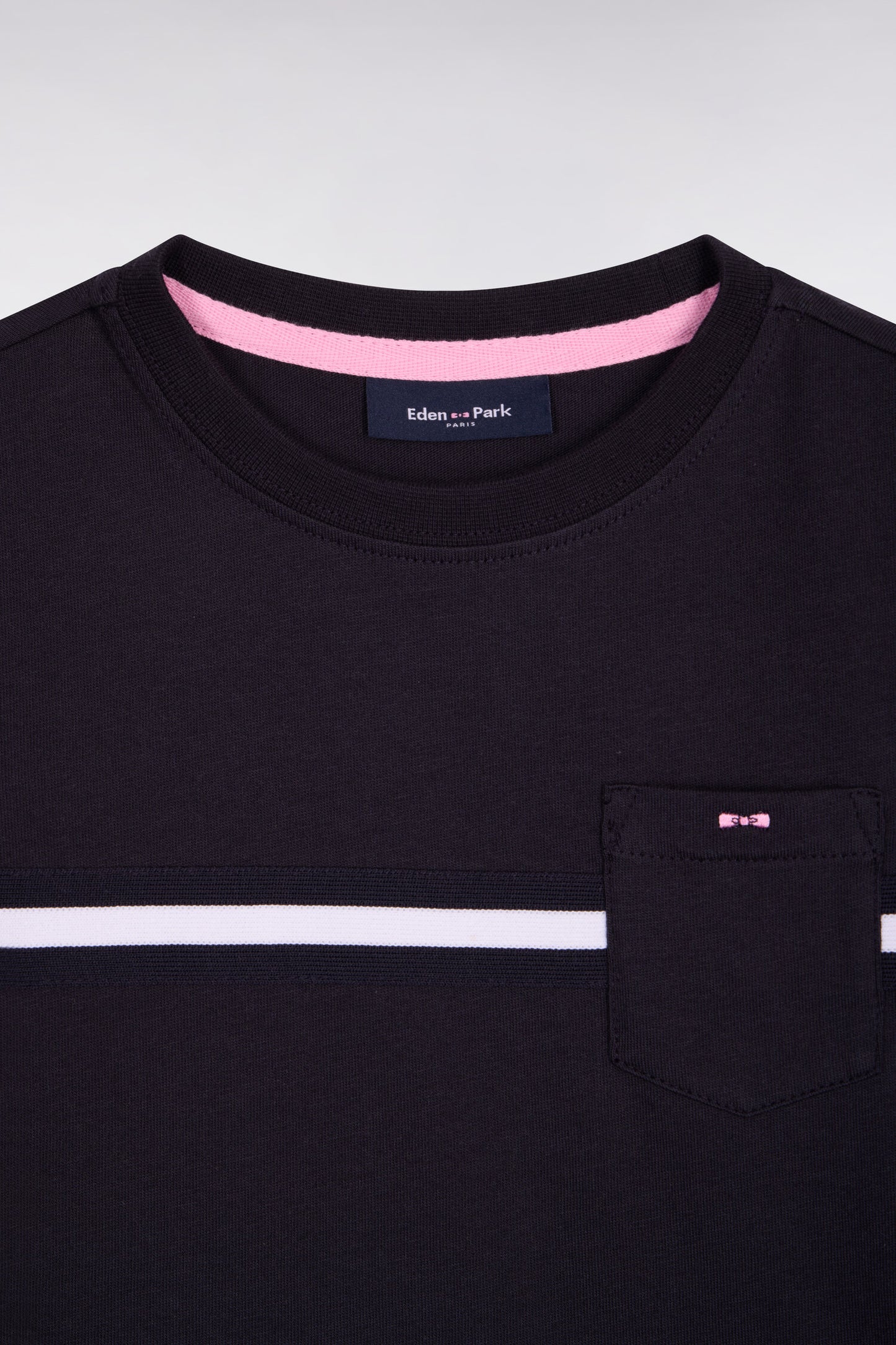 T-shirt à manches courtes en coton marine coupe droite