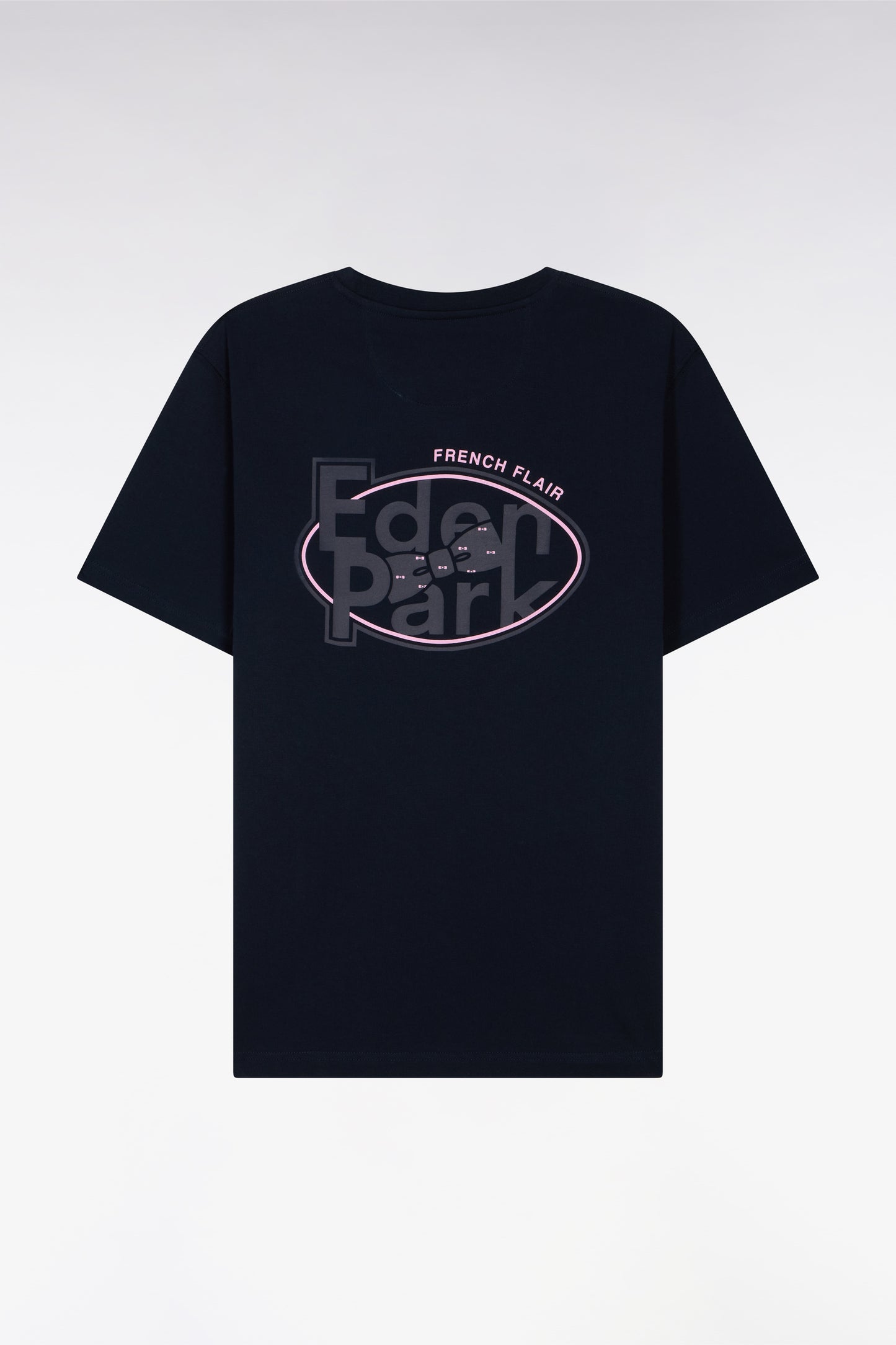 Regular fit navy screen-printed short-sleeved T-shirt