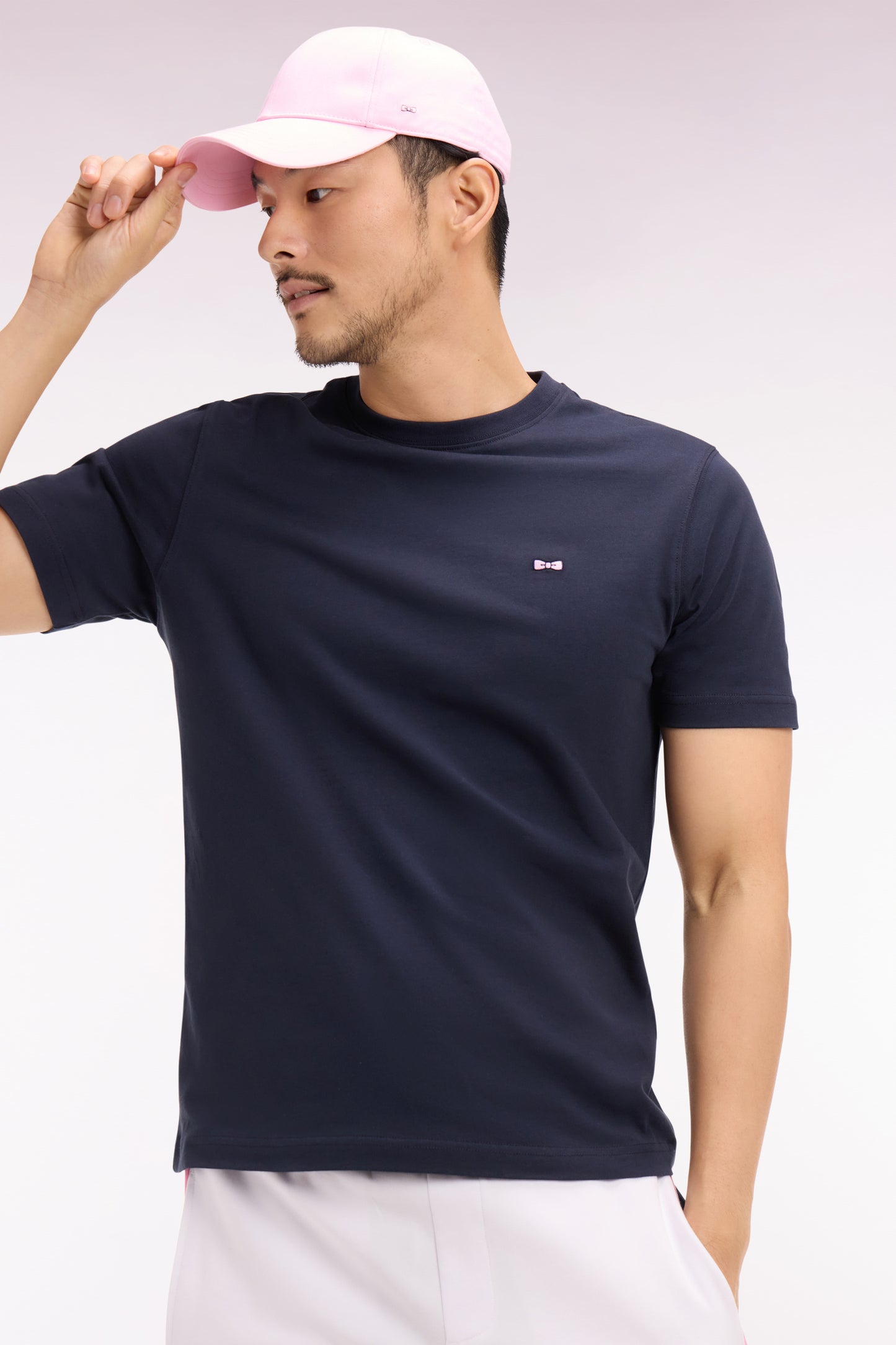 T-shirt à manches courtes marine sérigraphié coupe regular