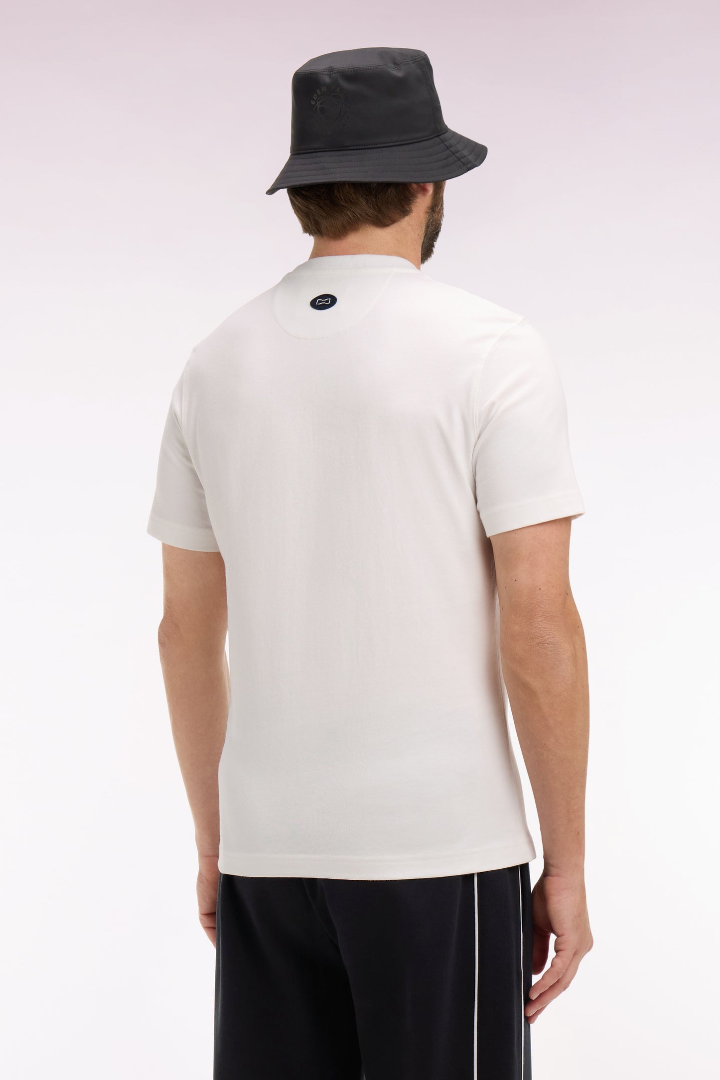 Regular fit black screen-printed short-sleeved T-shirt