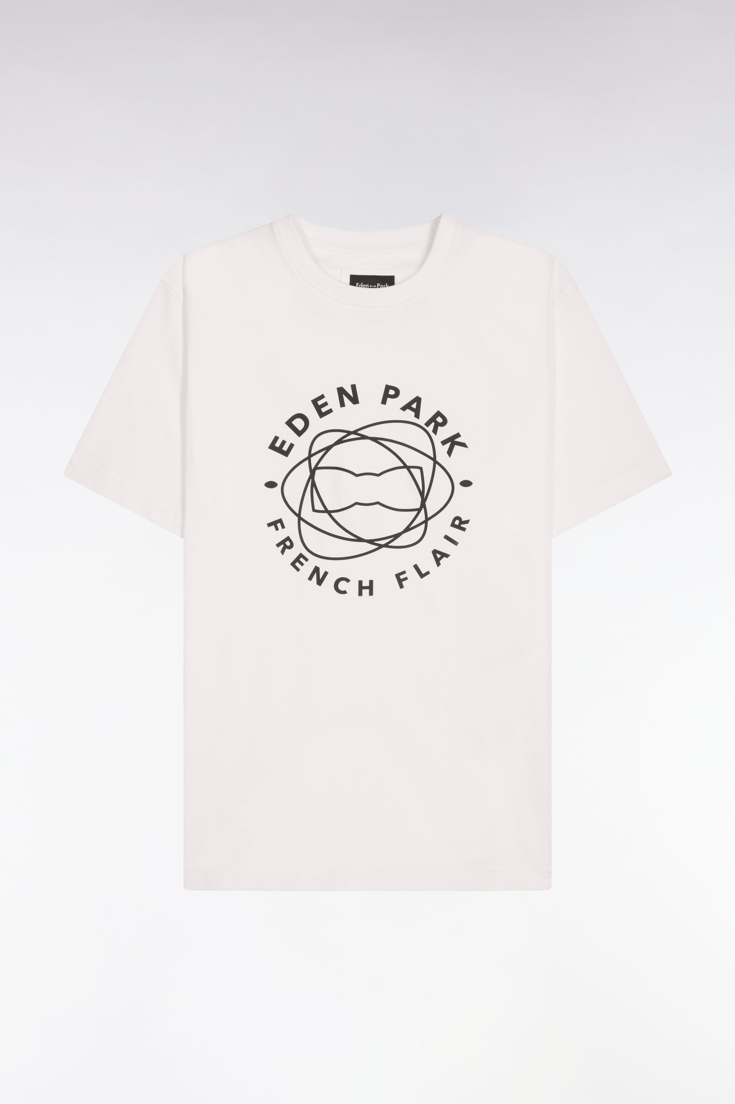 T-shirt à manches courtes en coton écru sérigraphié coupe regular