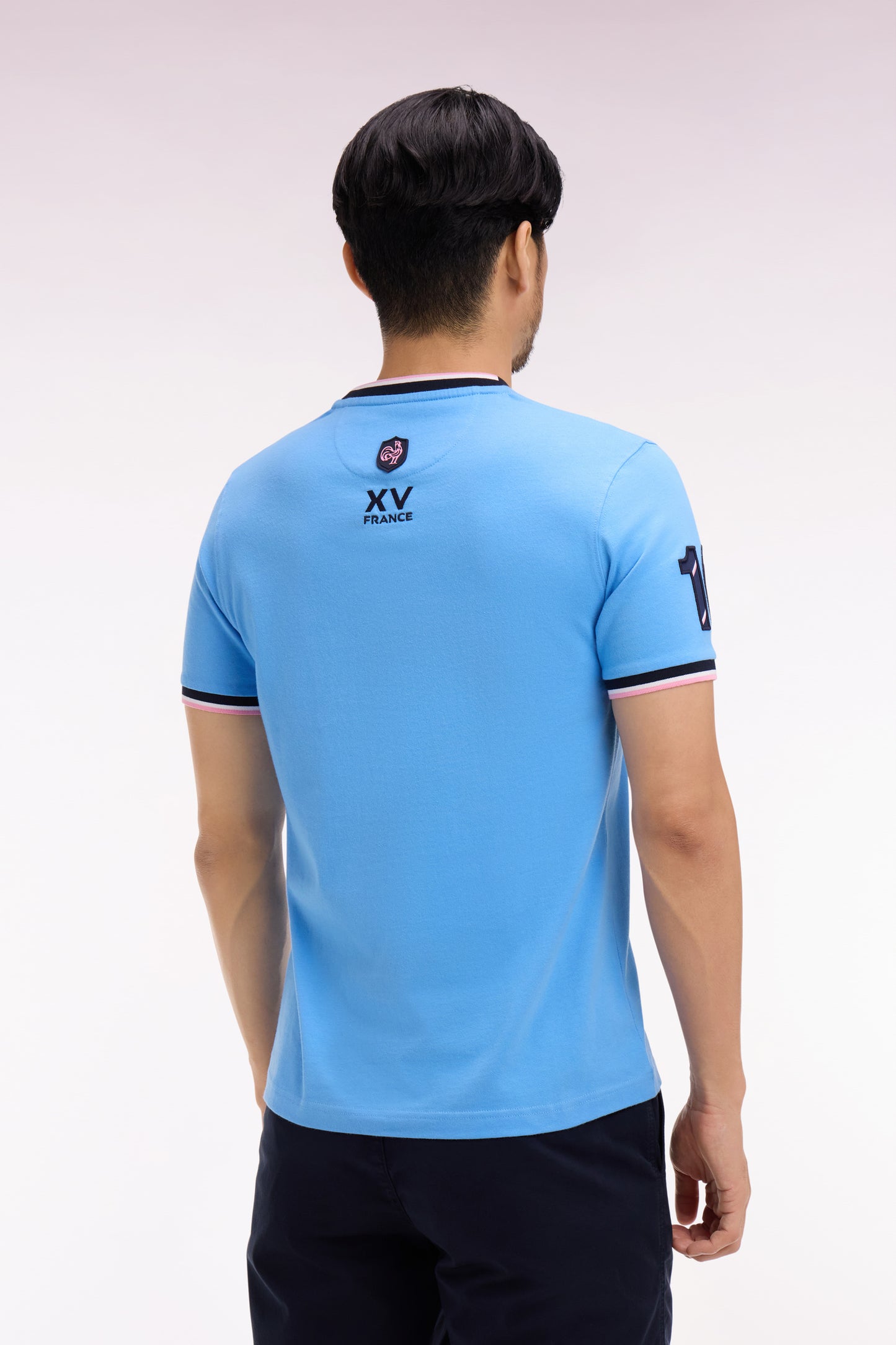 T-shirt XV de France à manches courtes en coton bleu coupe regular
