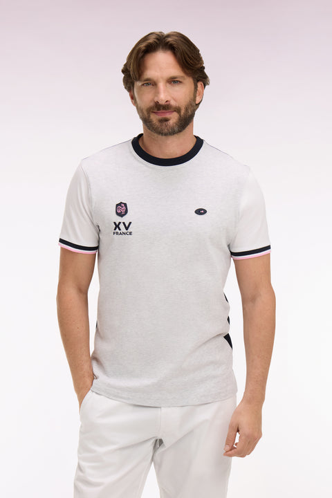 T-shirt XV de France à manches courtes en coton gris brodé coupe regular - Image 3
