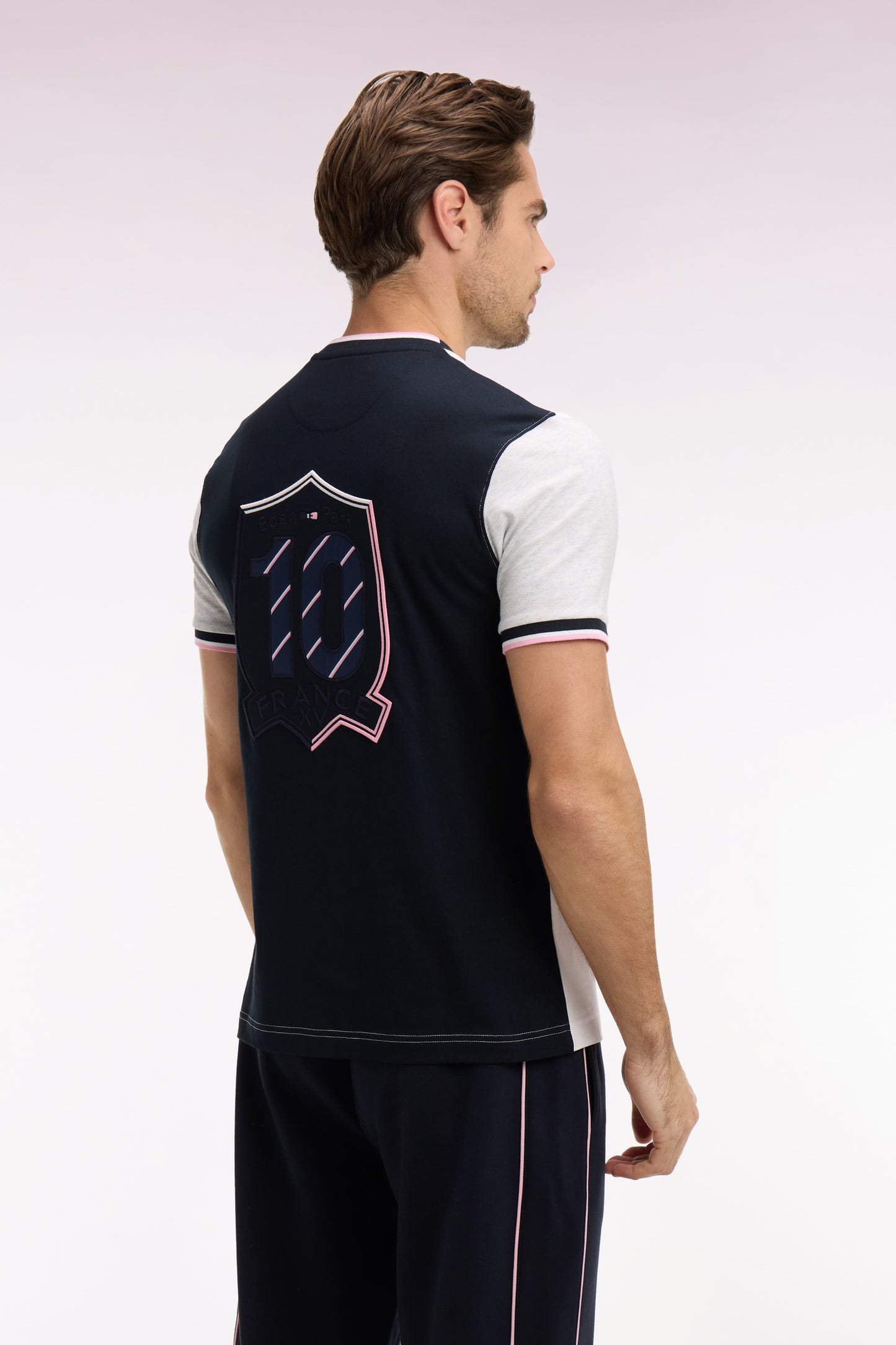 T-shirt XV de France à manches courtes en coton blanc brodé coupe regular