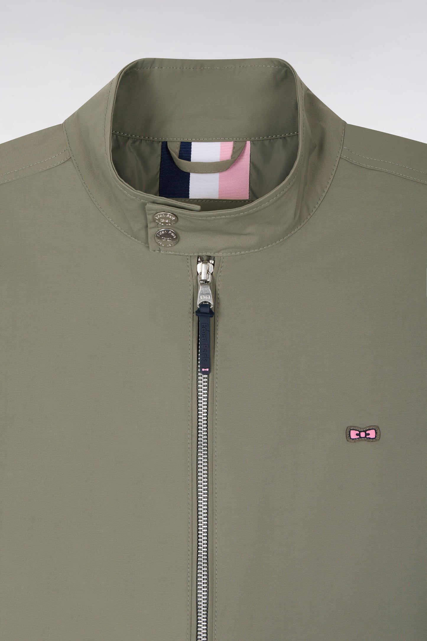 Blouson à col motard en nylon kaki