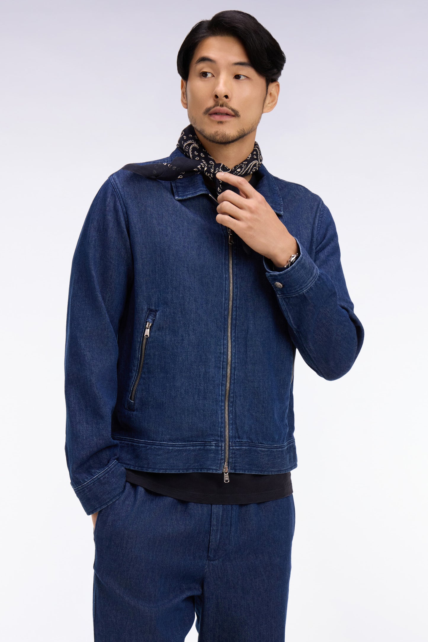 Navy recycled cotton and linen jacket