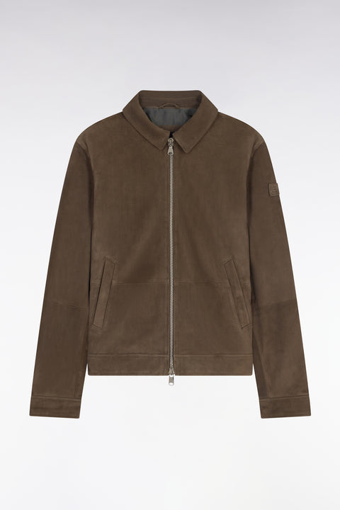 Blouson en croûte de cuir velours marron - Image 2
