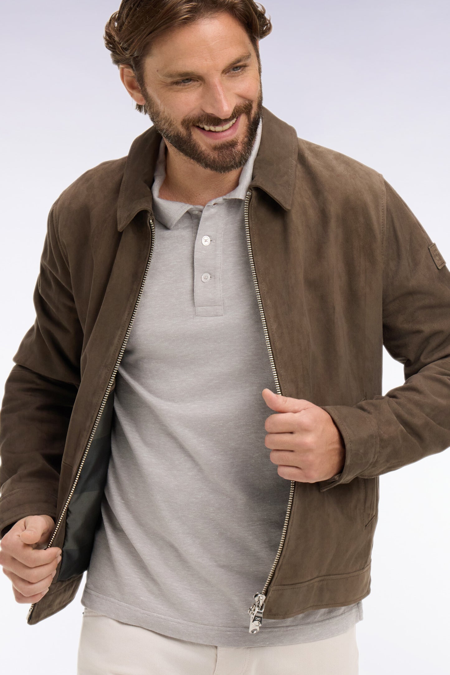 Brown suede split leather jacket