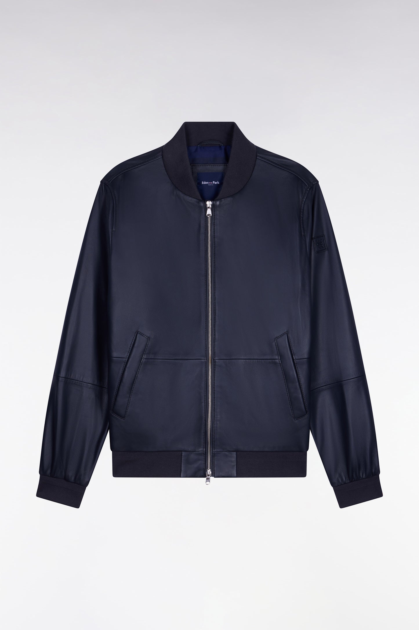 Blouson bombers en cuir marine