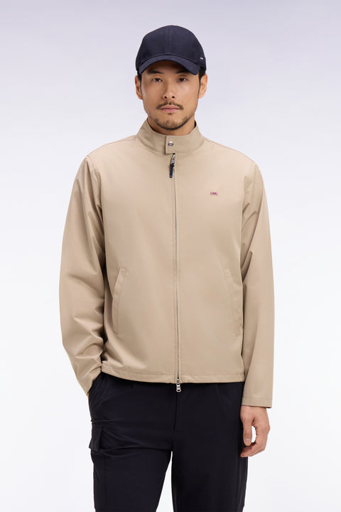Blouson à col motard en nylon beige - Image 3