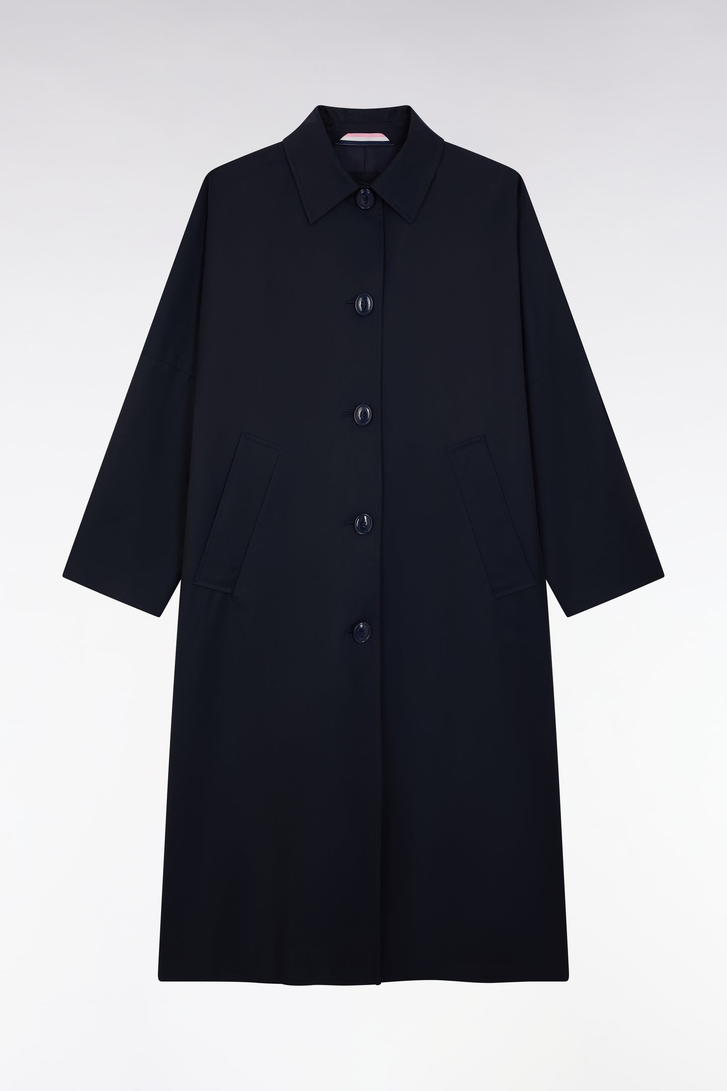 Navy cotton blend oversized trench coat
