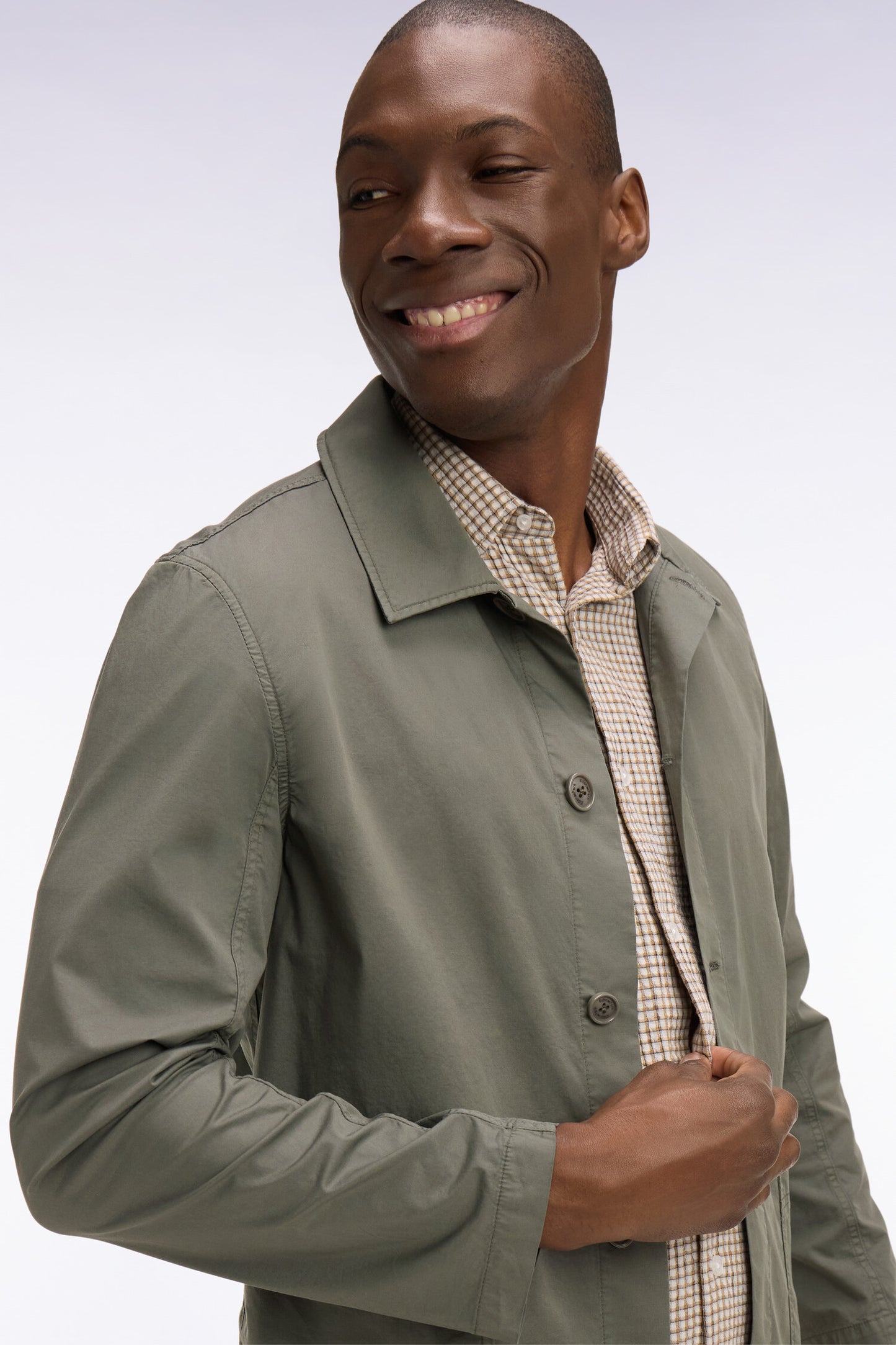 Surchemise en lyocell et coton stretch kaki