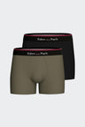 Lot de deux boxers en jersey de coton stretch kaki et noir