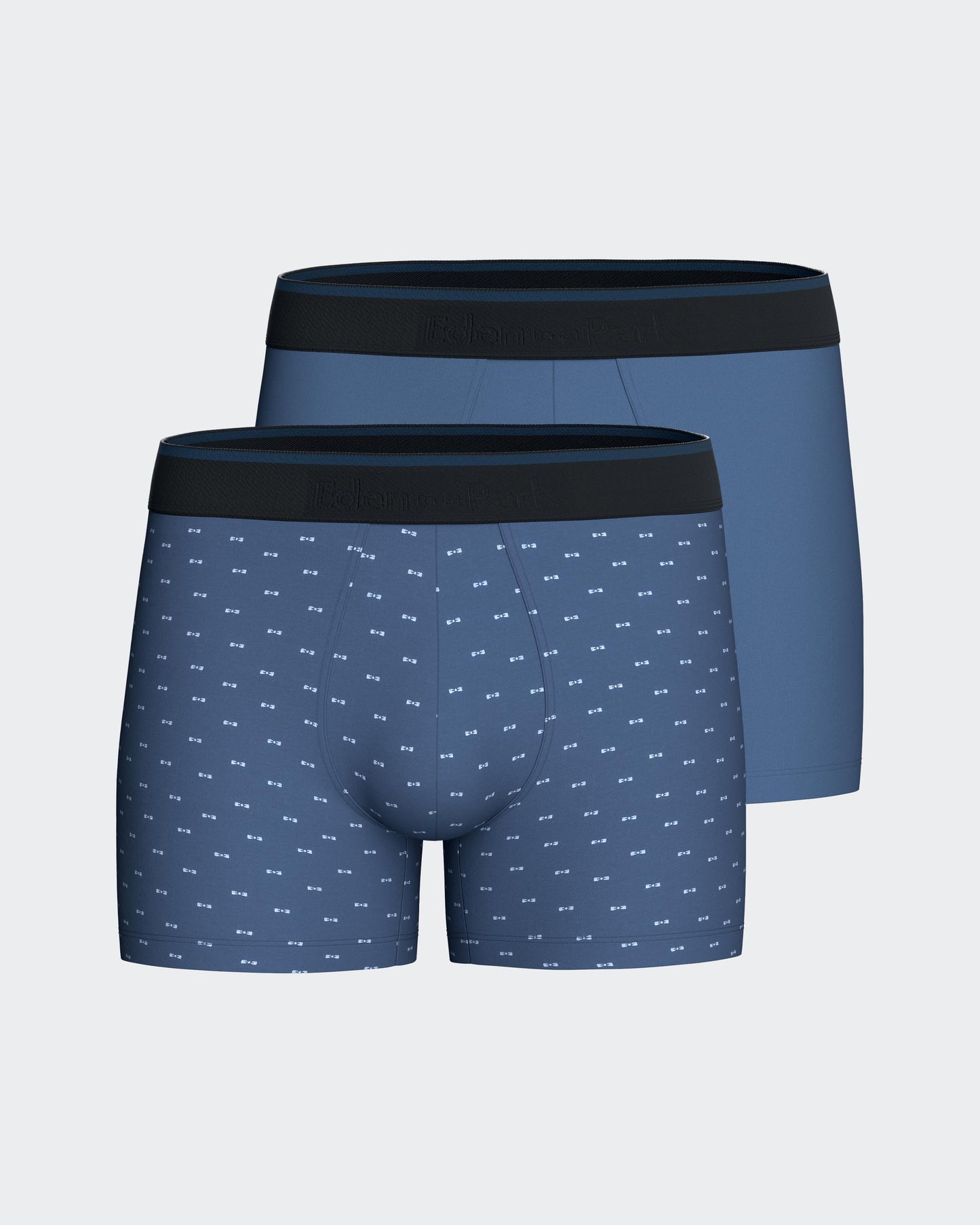 Lot de deux boxers en jersey de coton stretch bleu uni et micromotifs