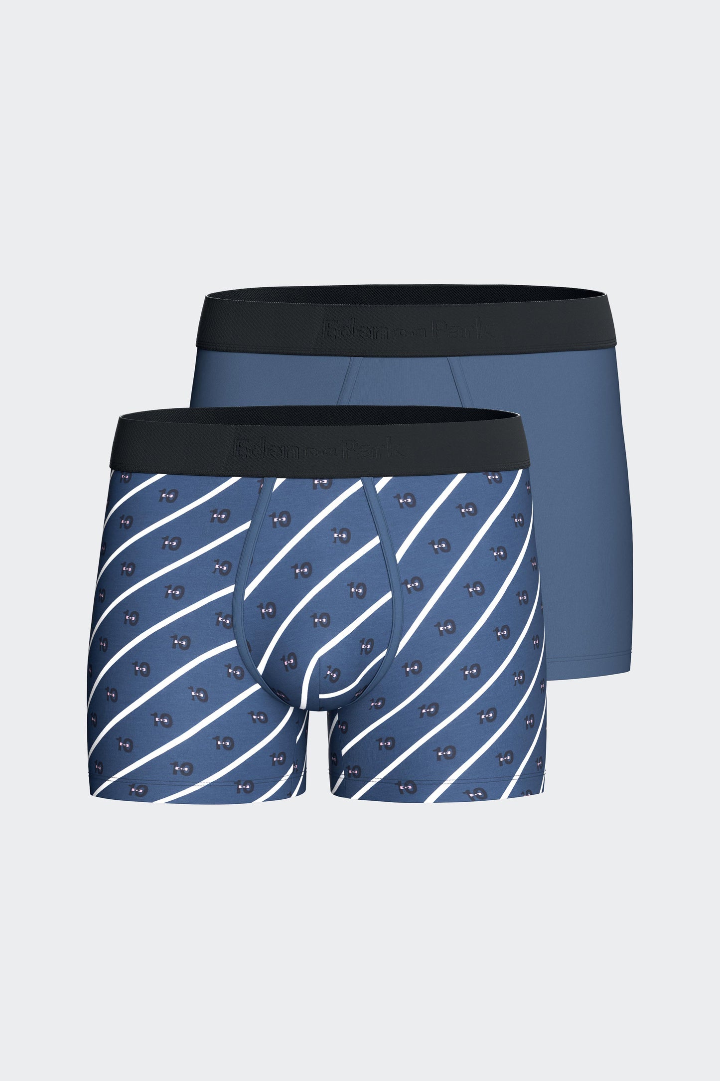 Pack of two boxers in plain navy and navy stretch cotton jersey with micropatterns 10