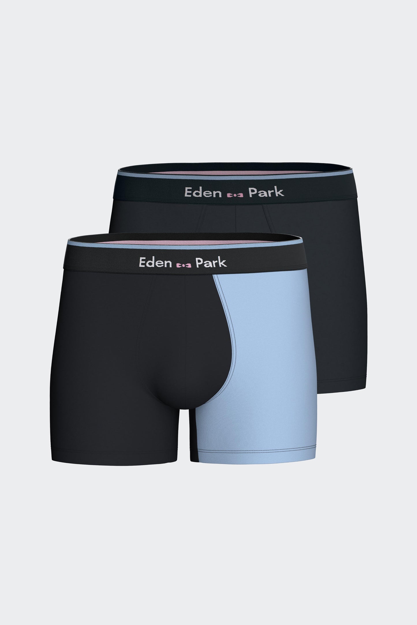 Pack of two boxers in navy and sky stretch cotton jersey