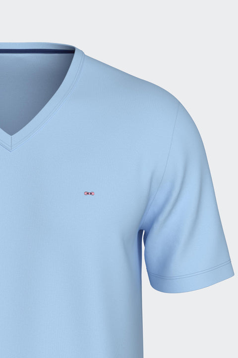 Pyjama court en coton bleu short à micromotifs - Image 2