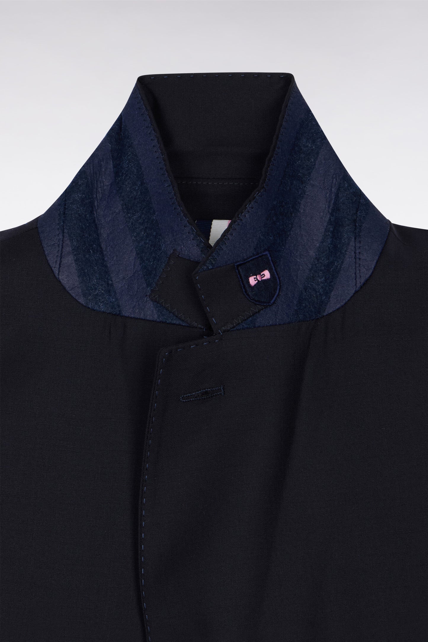 Navy recycled wool blend blazer jacket